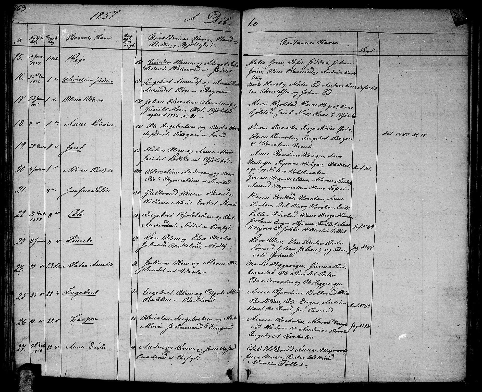 Aurskog prestekontor Kirkebøker, AV/SAO-A-10304a/G/Ga/L0002: Parish register (copy) no. I 2, 1829-1857, p. 463