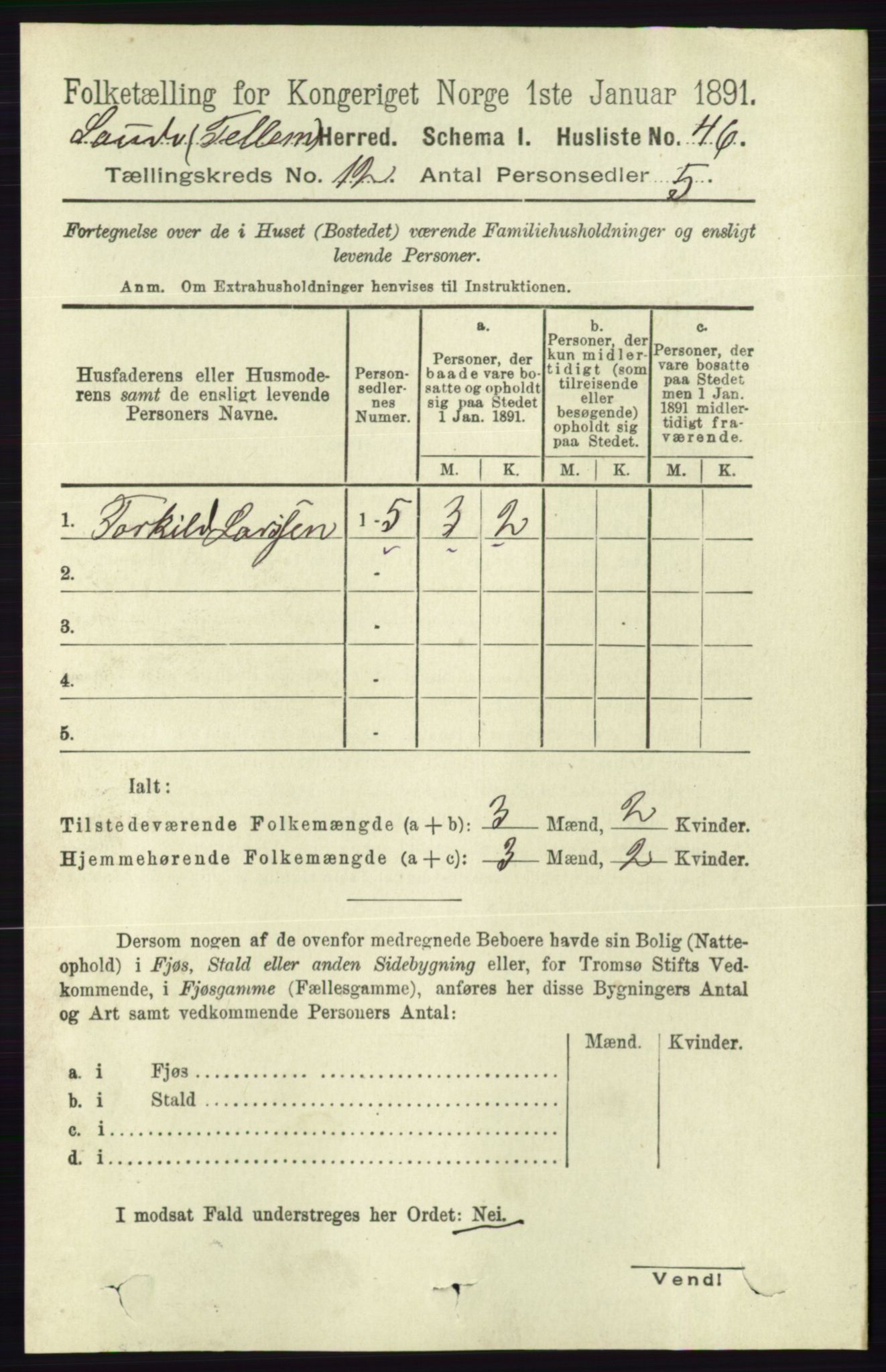 RA, 1891 census for 0822 Sauherad, 1891, p. 3614