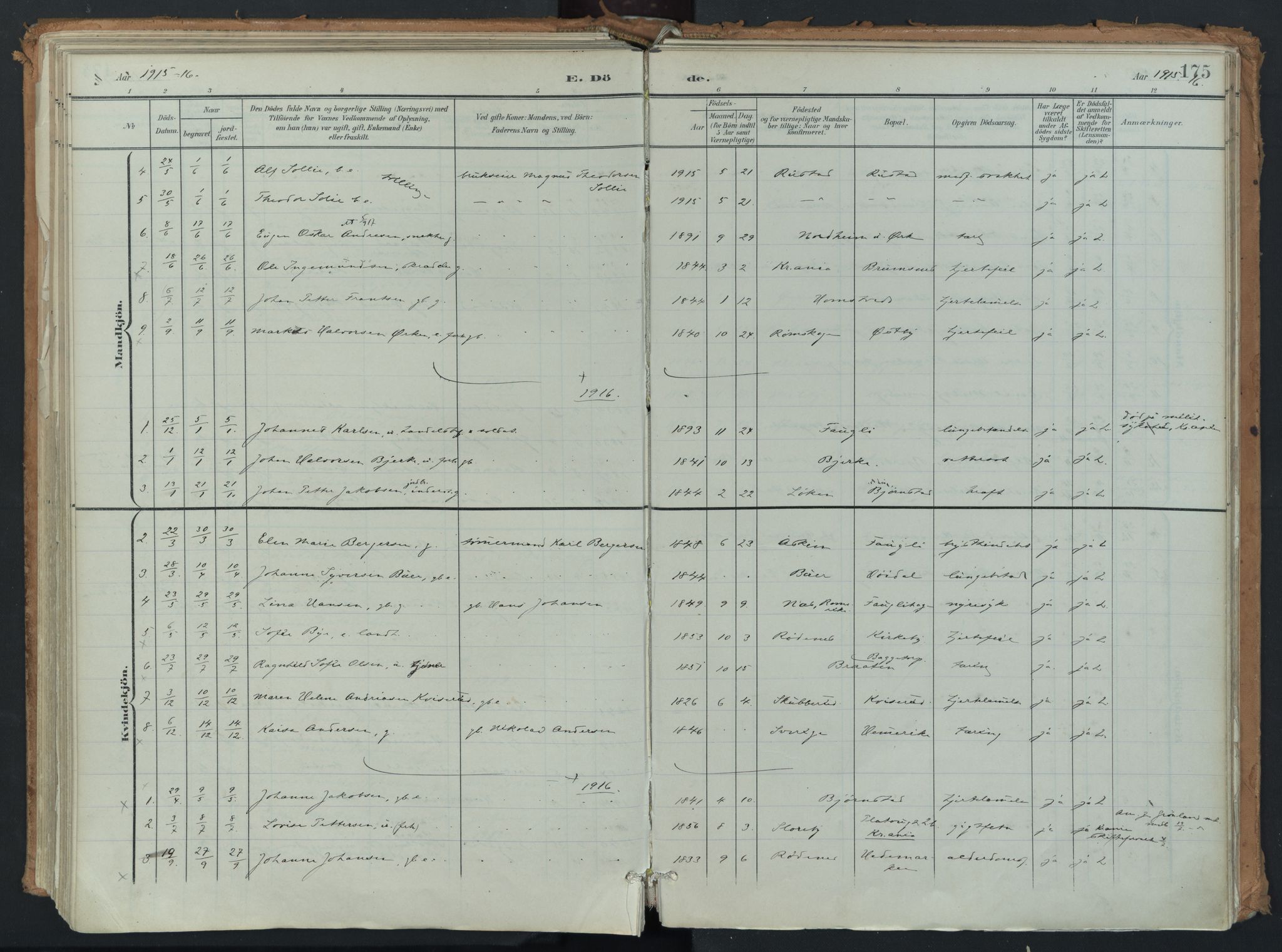 Eidsberg prestekontor Kirkebøker, AV/SAO-A-10905/F/Fb/L0002: Parish register (official) no. II 2, 1901-1933, p. 175