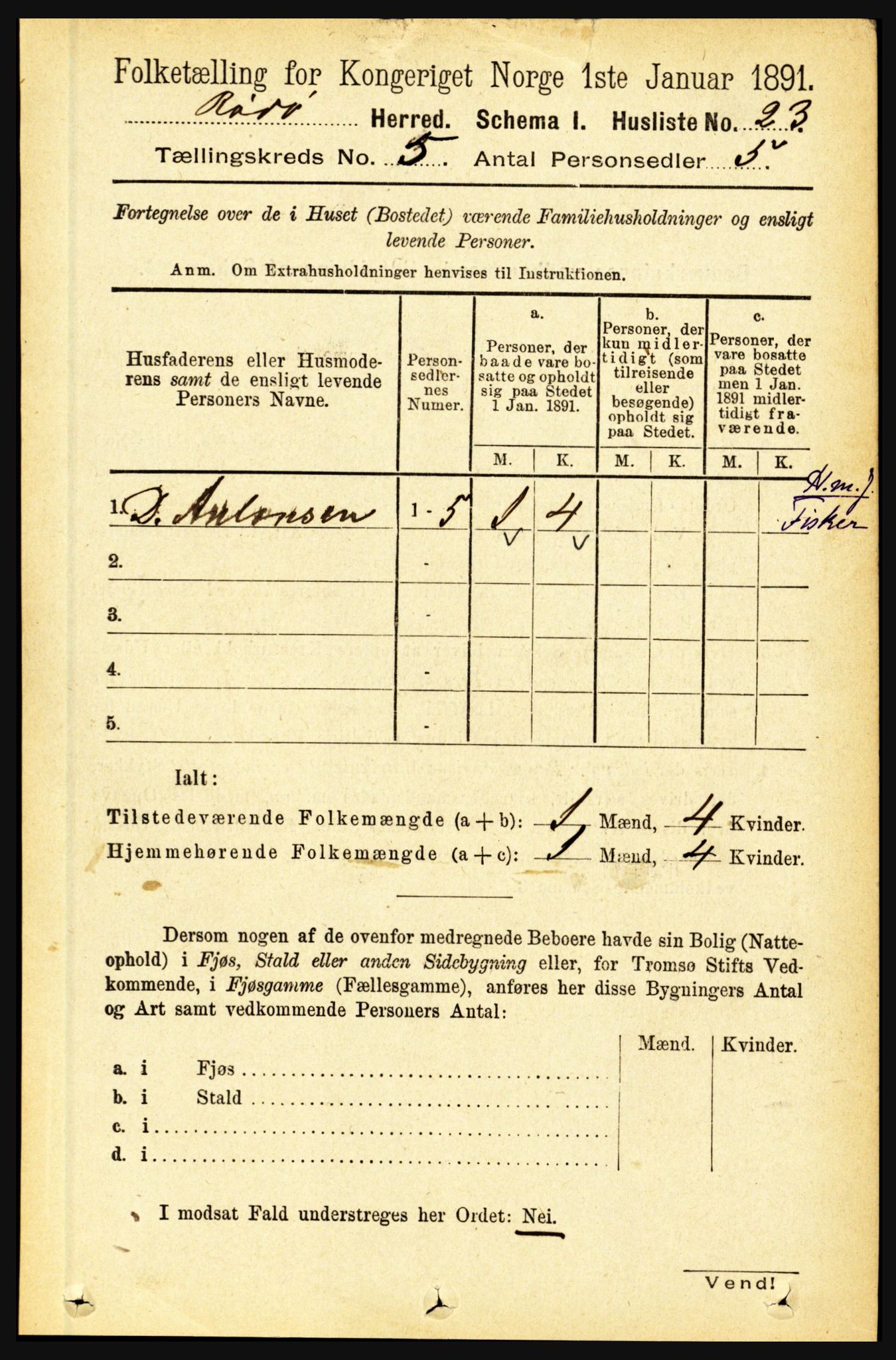 RA, 1891 census for 1836 Rødøy, 1891, p. 2369