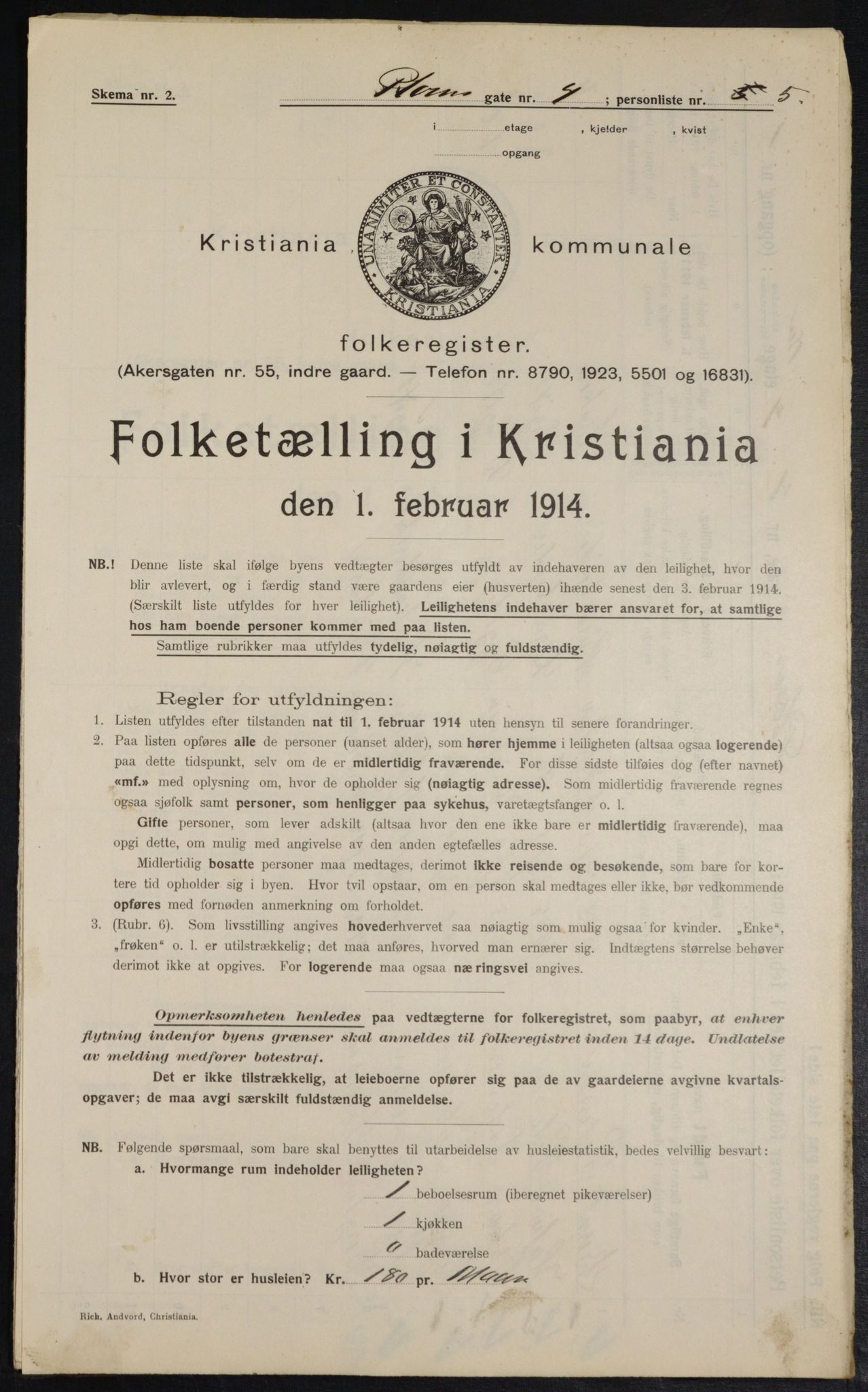 OBA, Municipal Census 1914 for Kristiania, 1914, p. 80988