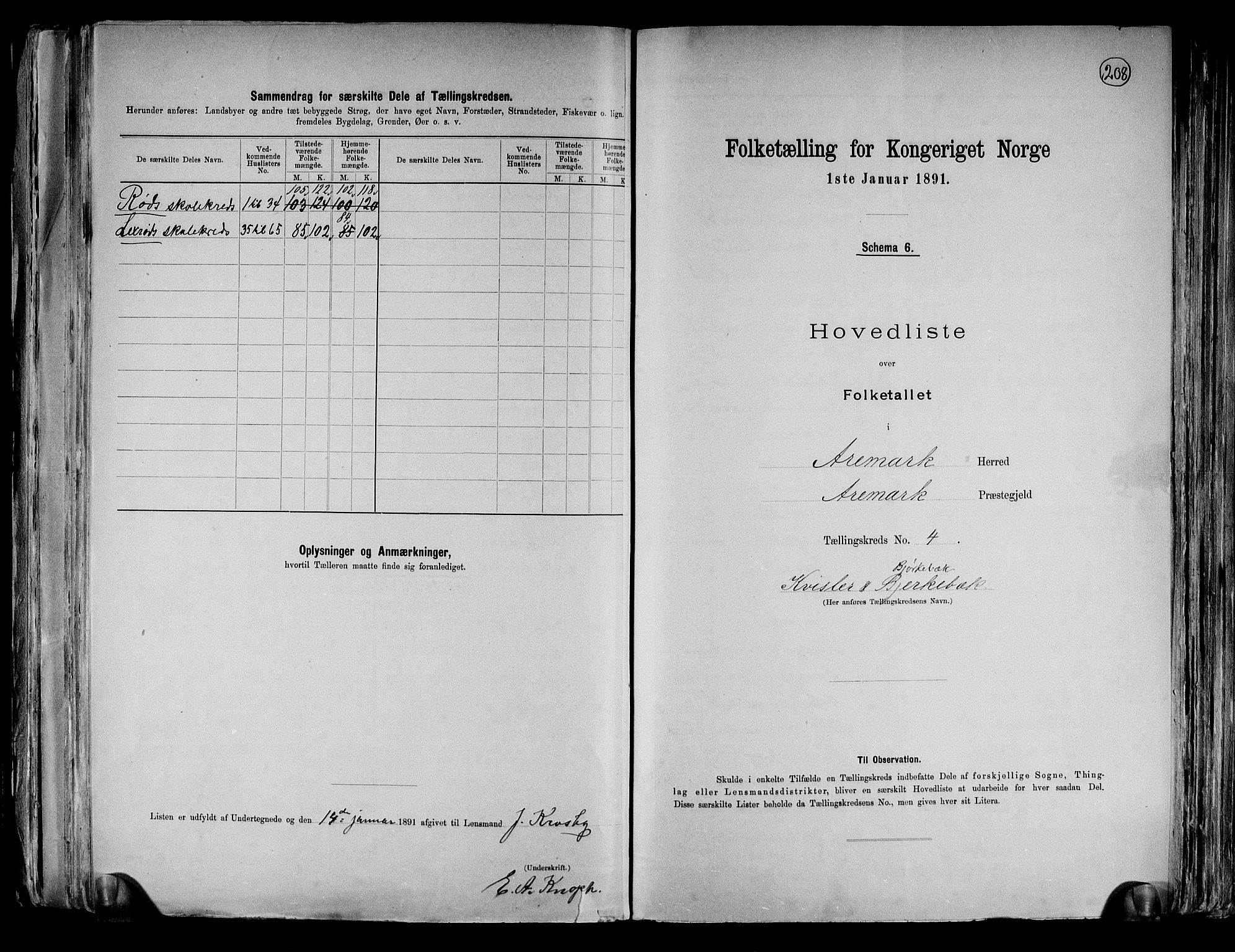 RA, 1891 census for 0118 Aremark, 1891, p. 12