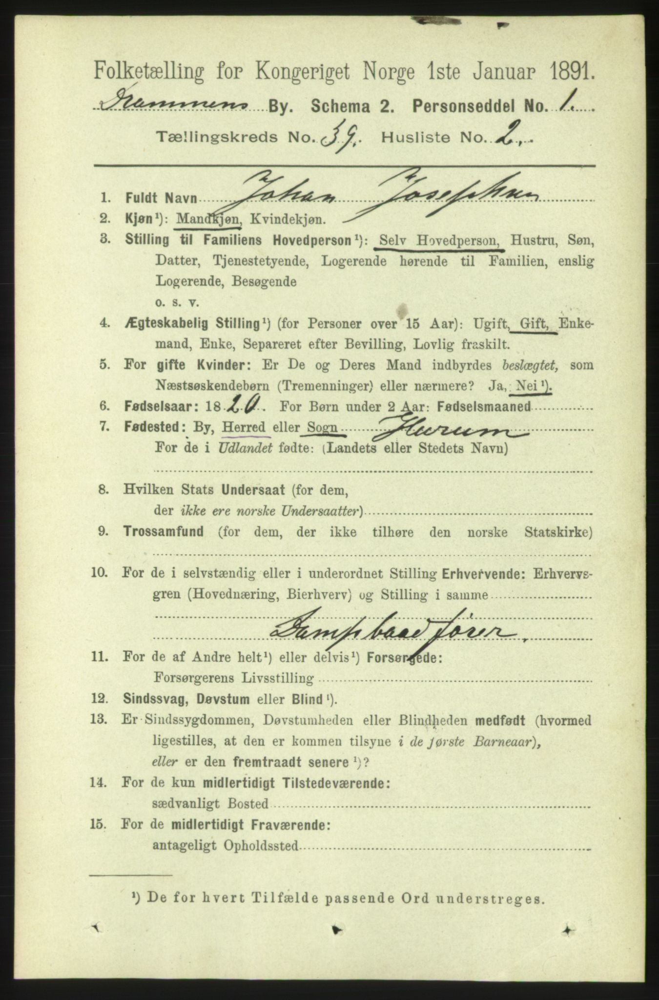 RA, 1891 census for 0602 Drammen, 1891, p. 23305