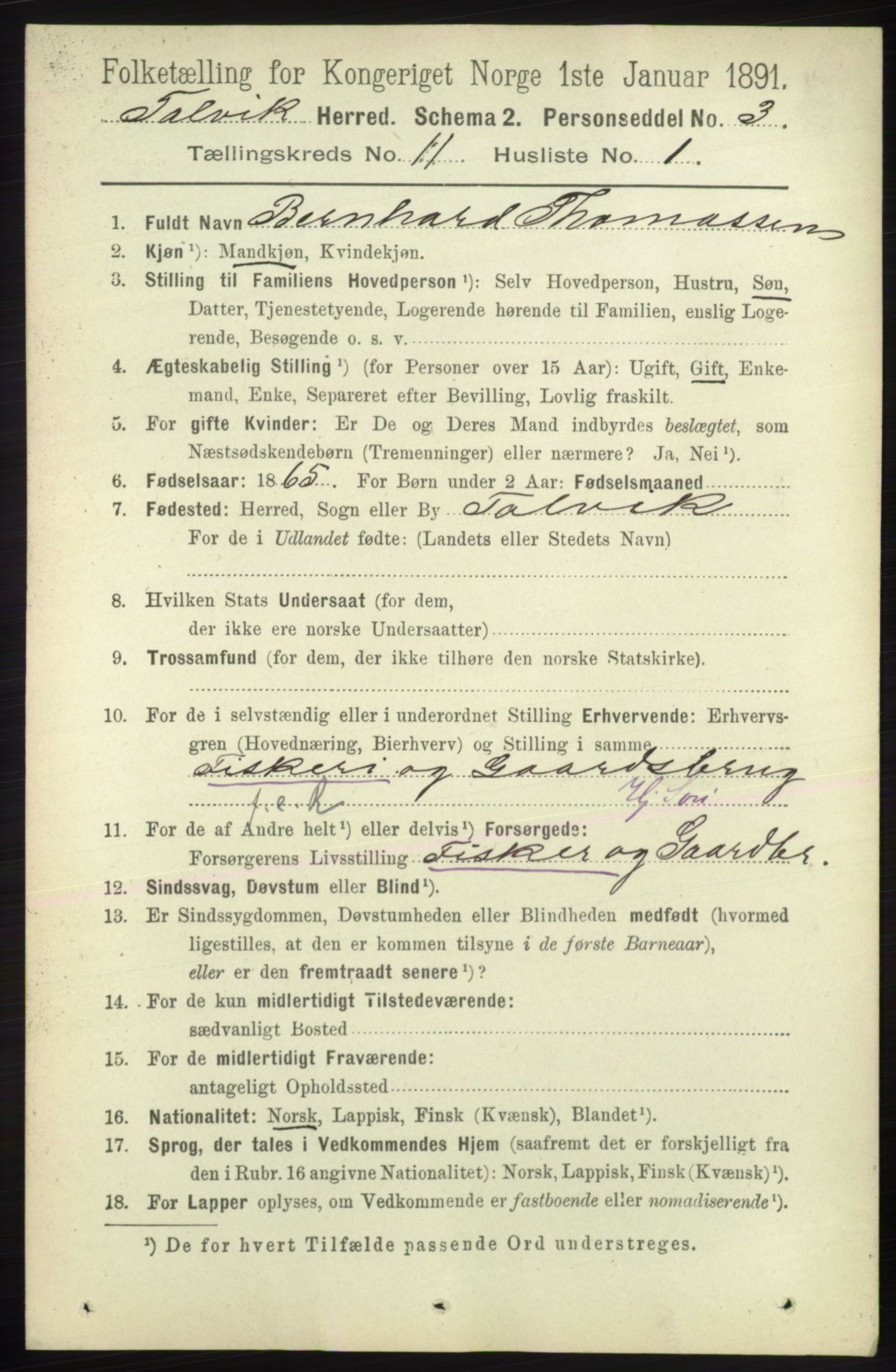 RA, 1891 census for 2013 Talvik, 1891, p. 2701