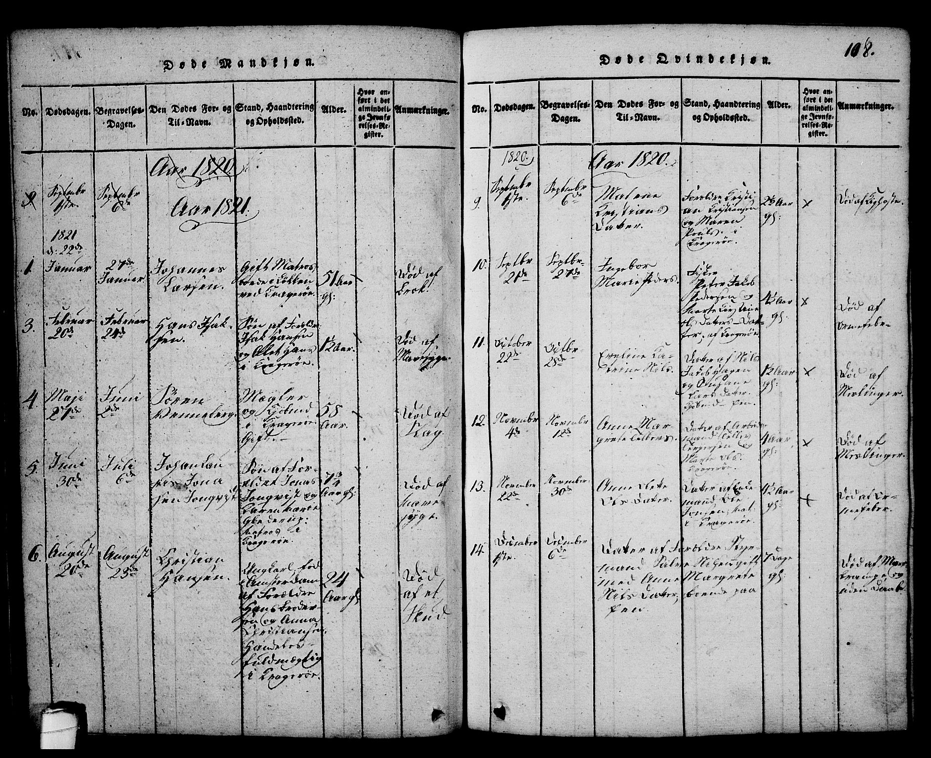 Kragerø kirkebøker, SAKO/A-278/G/Ga/L0002: Parish register (copy) no. 2, 1814-1831, p. 108