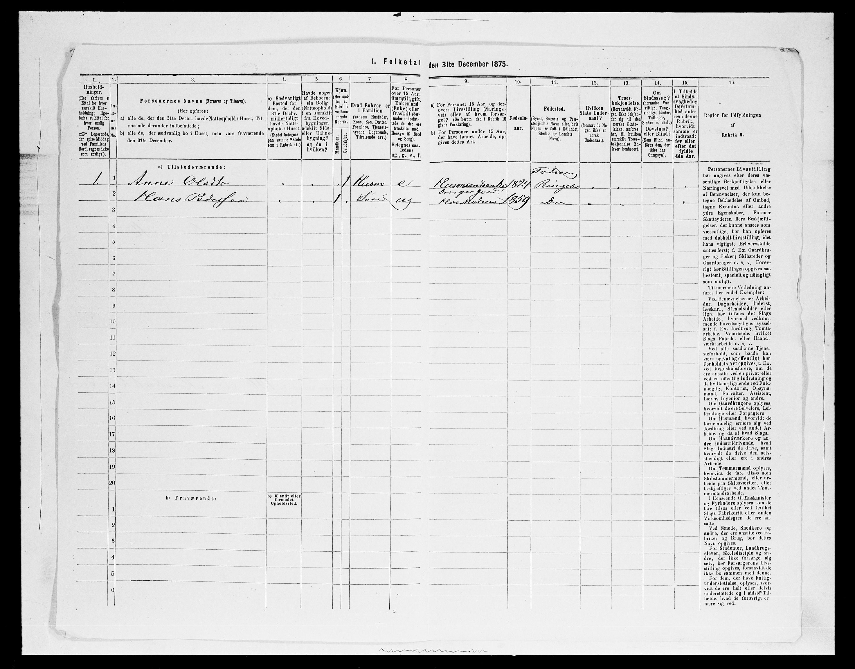 SAH, 1875 census for 0520P Ringebu, 1875, p. 871