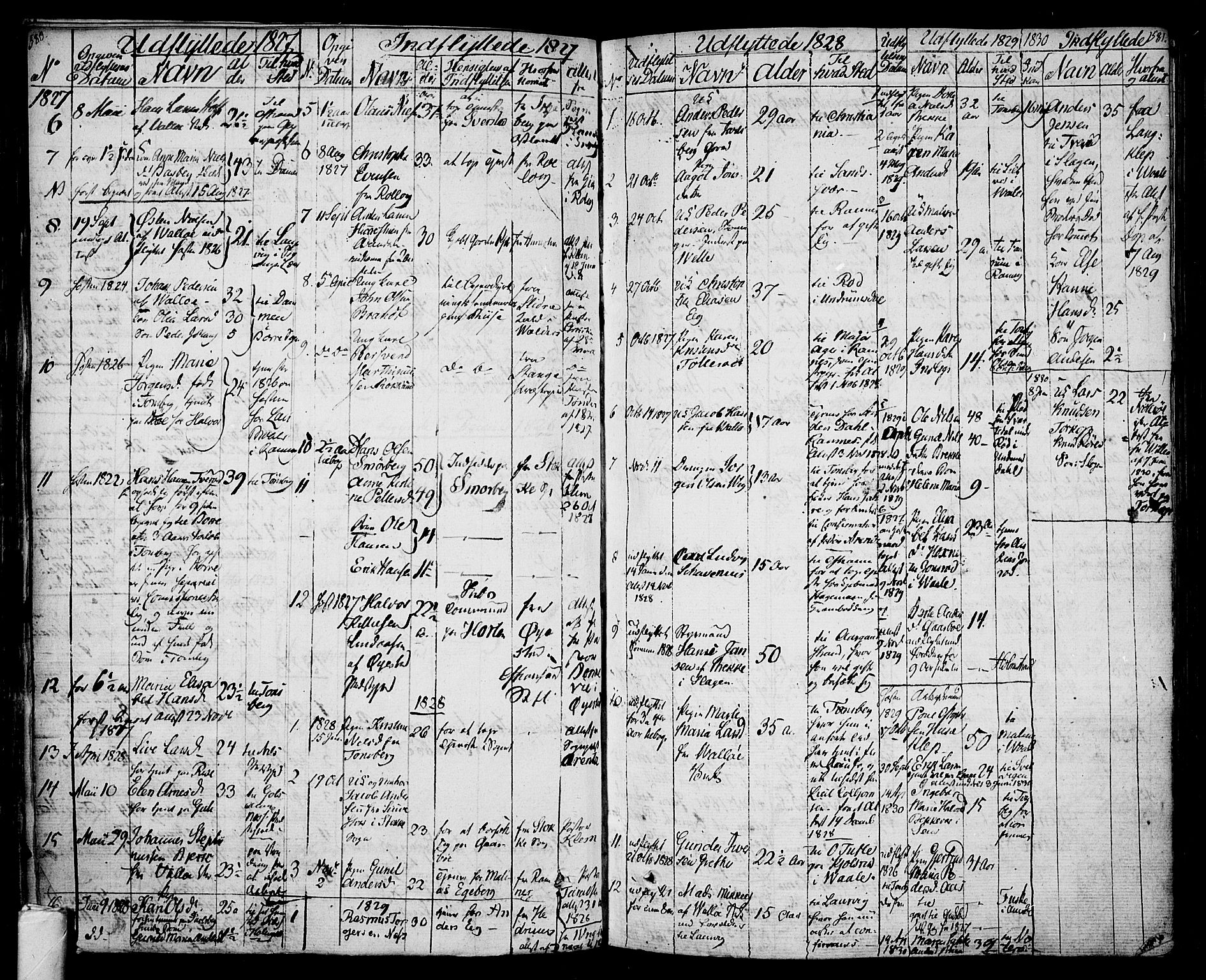 Sem kirkebøker, SAKO/A-5/F/Fa/L0005: Parish register (official) no. I 5, 1825-1842, p. 580-581