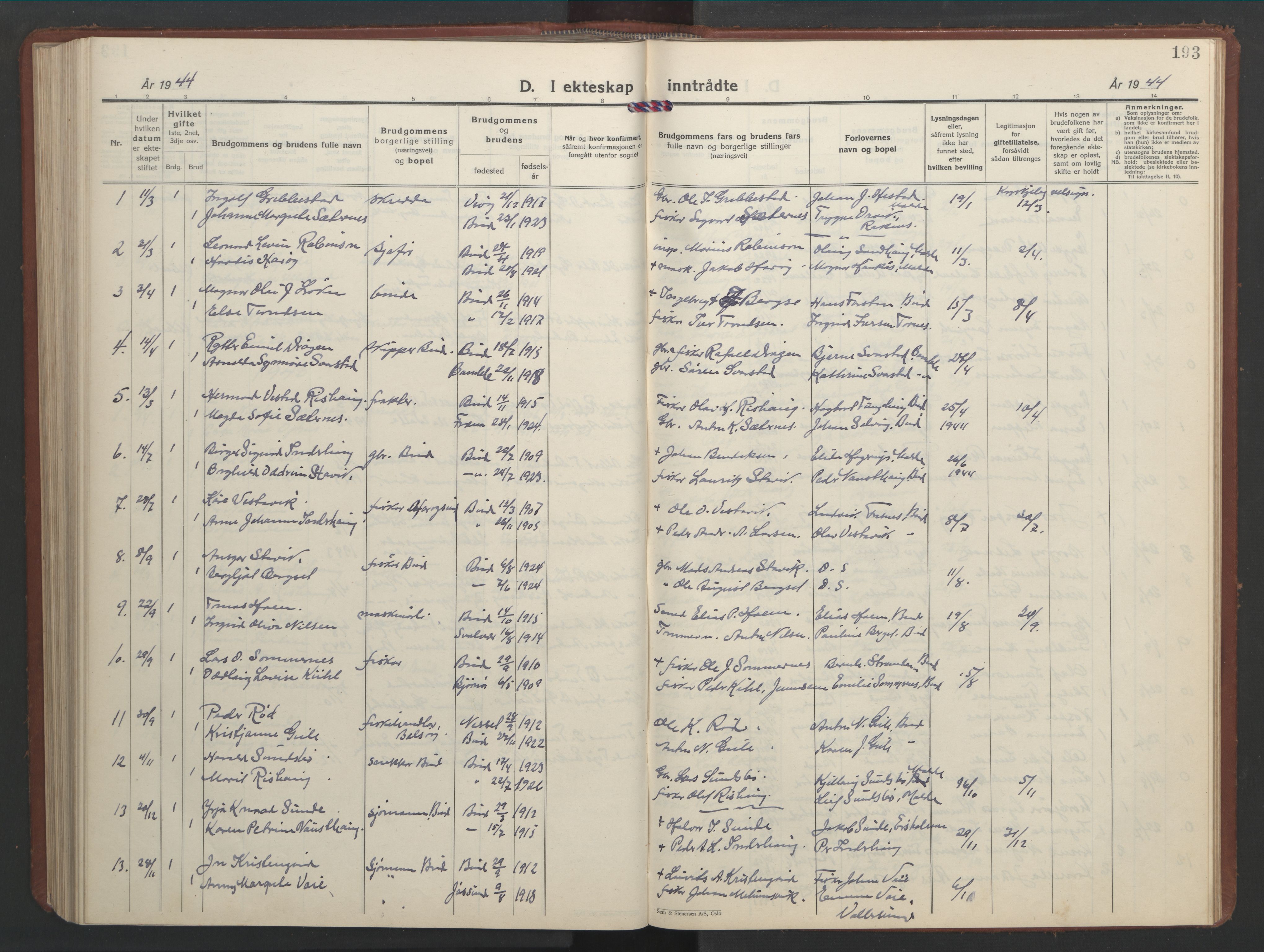 Ministerialprotokoller, klokkerbøker og fødselsregistre - Møre og Romsdal, AV/SAT-A-1454/566/L0775: Parish register (copy) no. 566C04, 1930-1946, p. 193