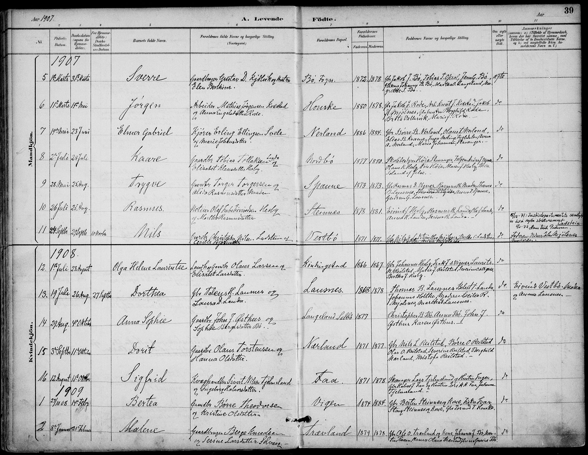 Finnøy sokneprestkontor, SAST/A-101825/H/Ha/Haa/L0011: Parish register (official) no. A 11, 1891-1910, p. 39