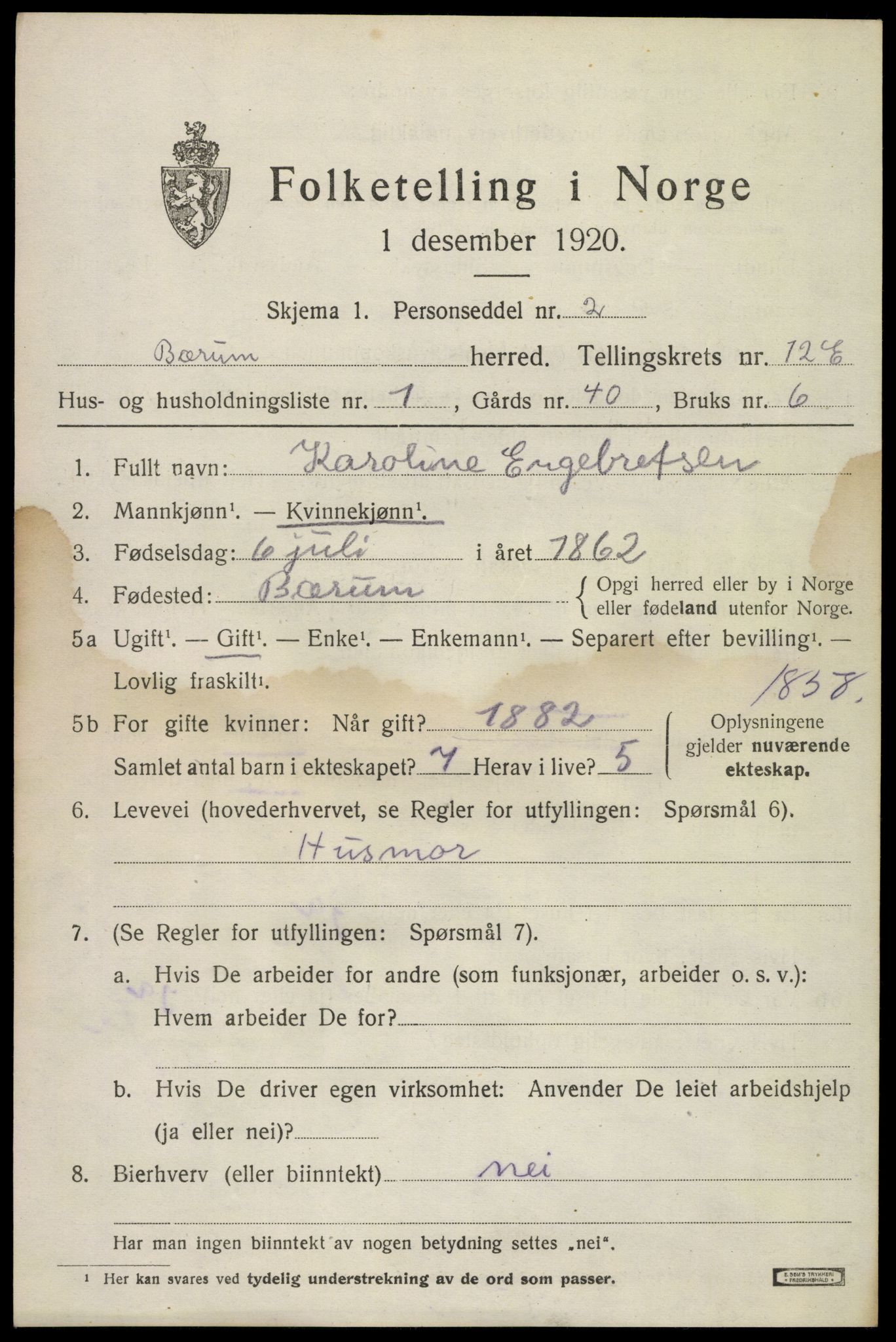 SAO, 1920 census for Bærum, 1920, p. 30924