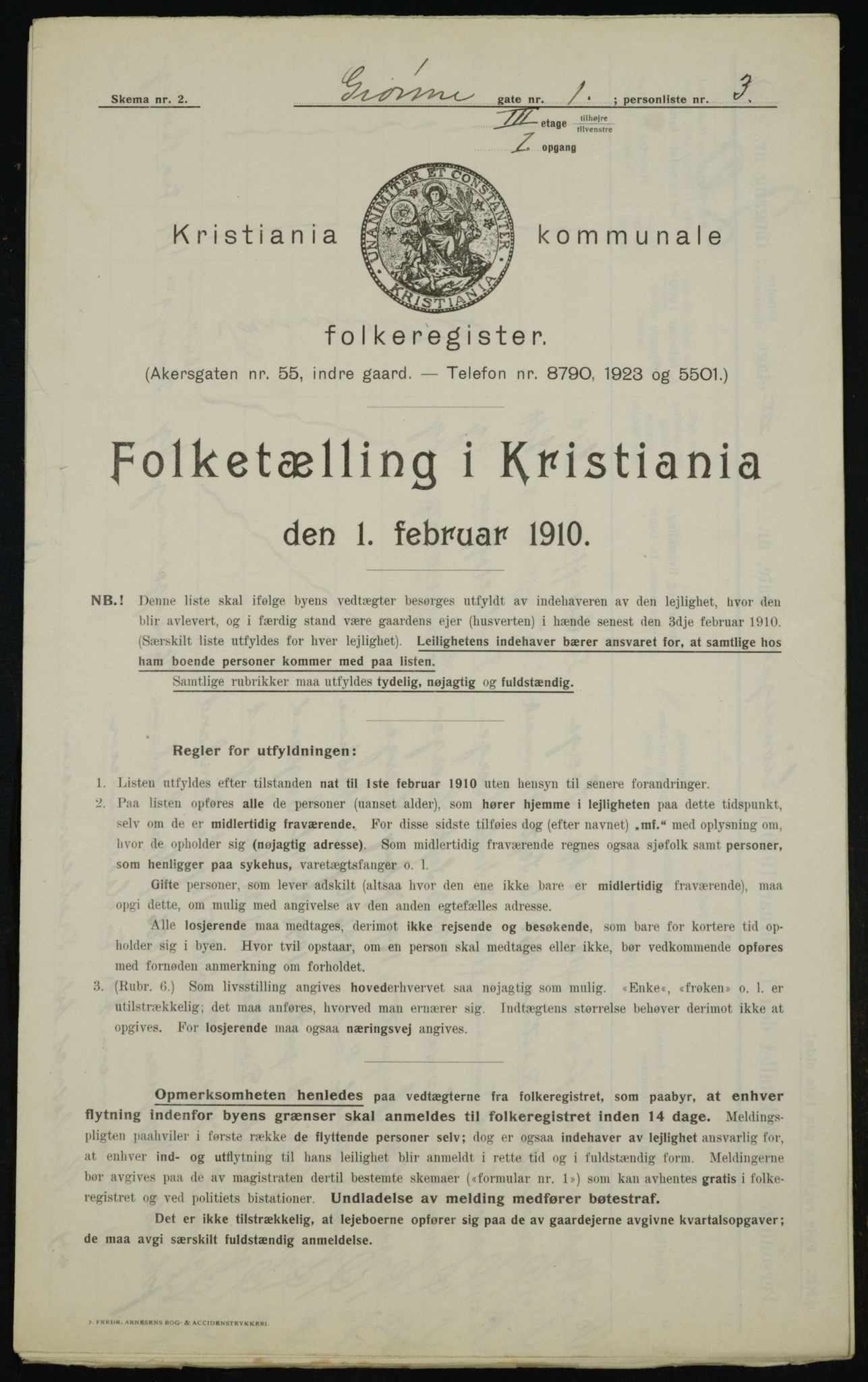 OBA, Municipal Census 1910 for Kristiania, 1910, p. 30974