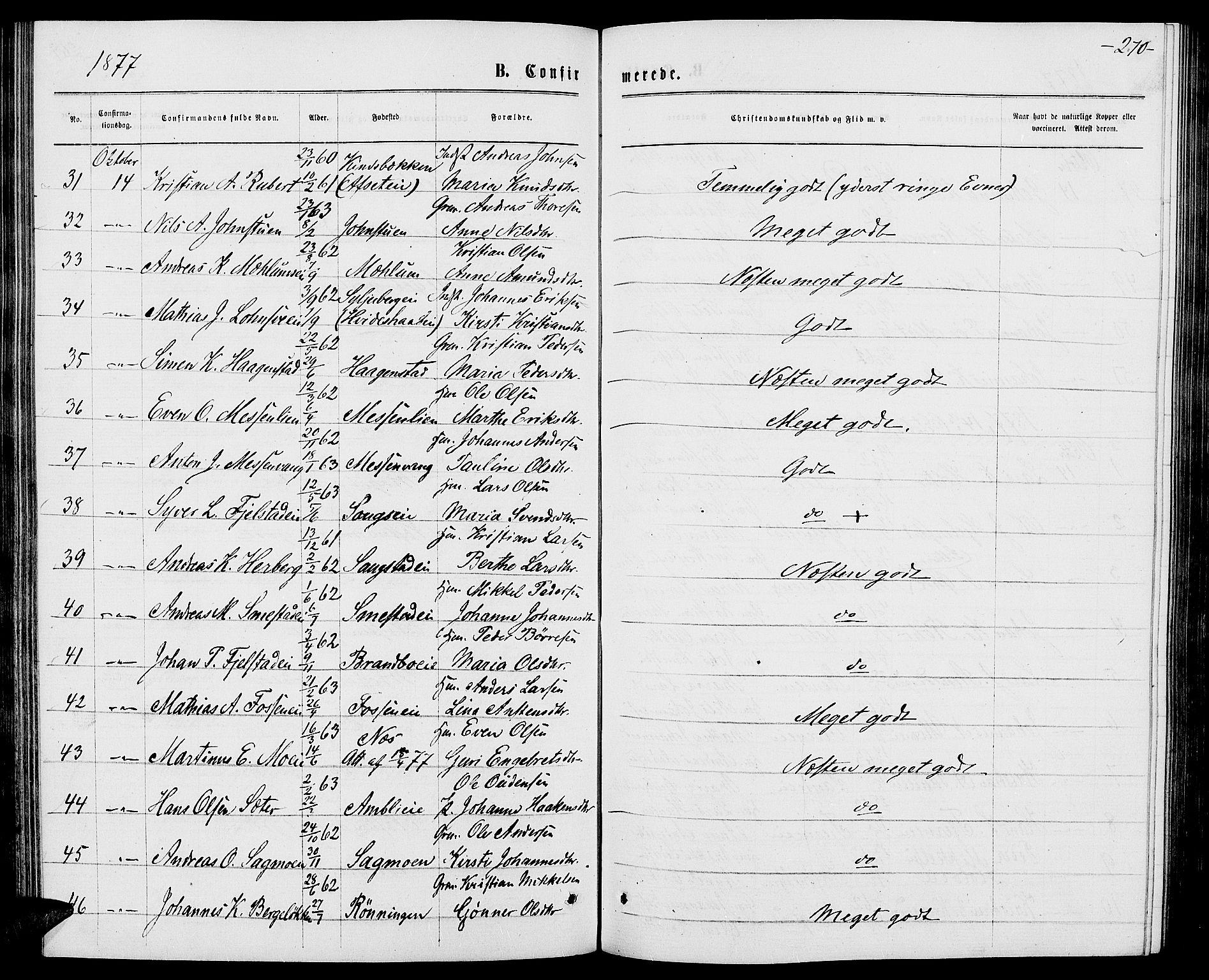 Ringsaker prestekontor, AV/SAH-PREST-014/L/La/L0008: Parish register (copy) no. 8, 1870-1878, p. 270