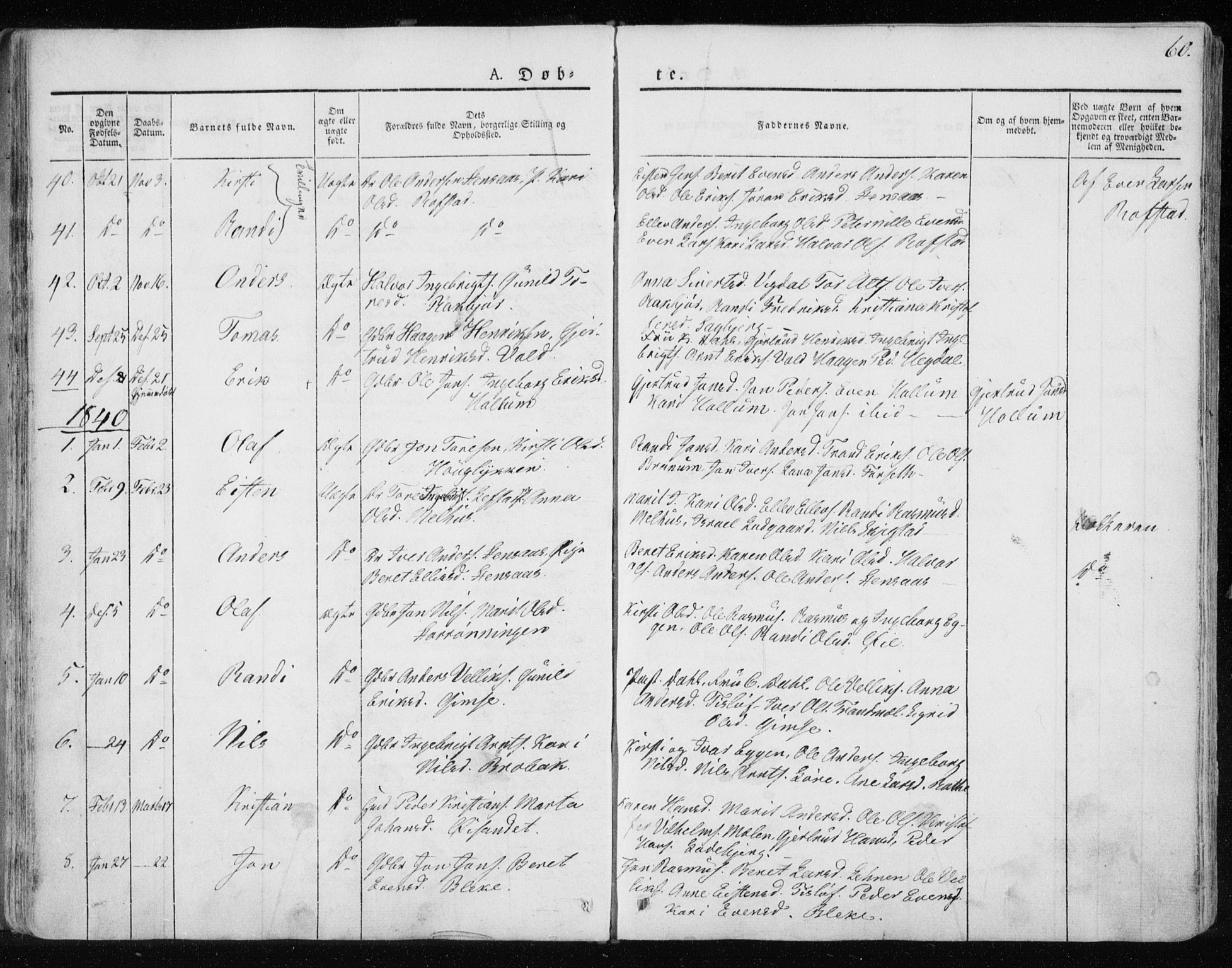 Ministerialprotokoller, klokkerbøker og fødselsregistre - Sør-Trøndelag, SAT/A-1456/691/L1069: Parish register (official) no. 691A04, 1826-1841, p. 60