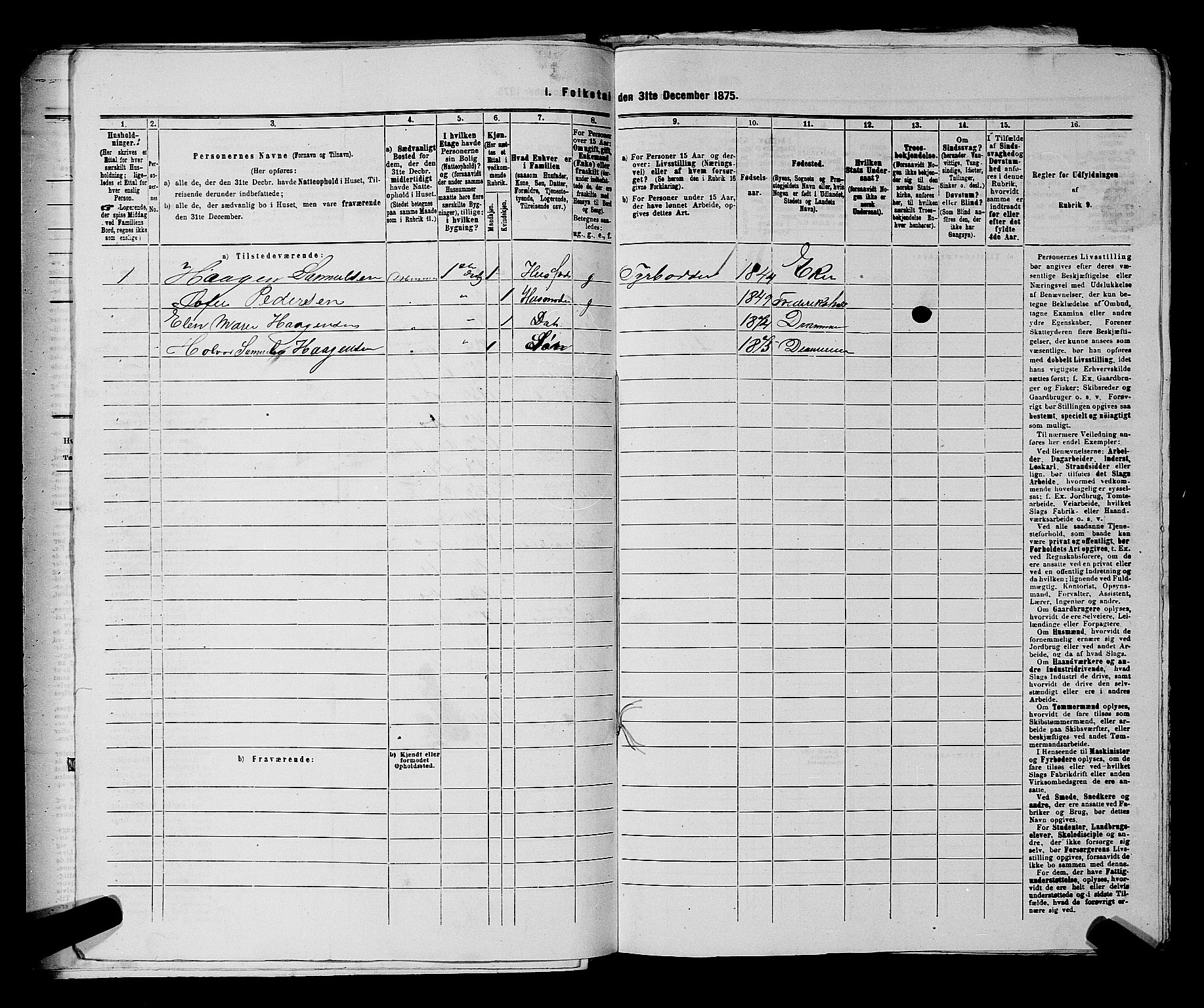 SAKO, 1875 census for 0602 Drammen, 1875, p. 1850