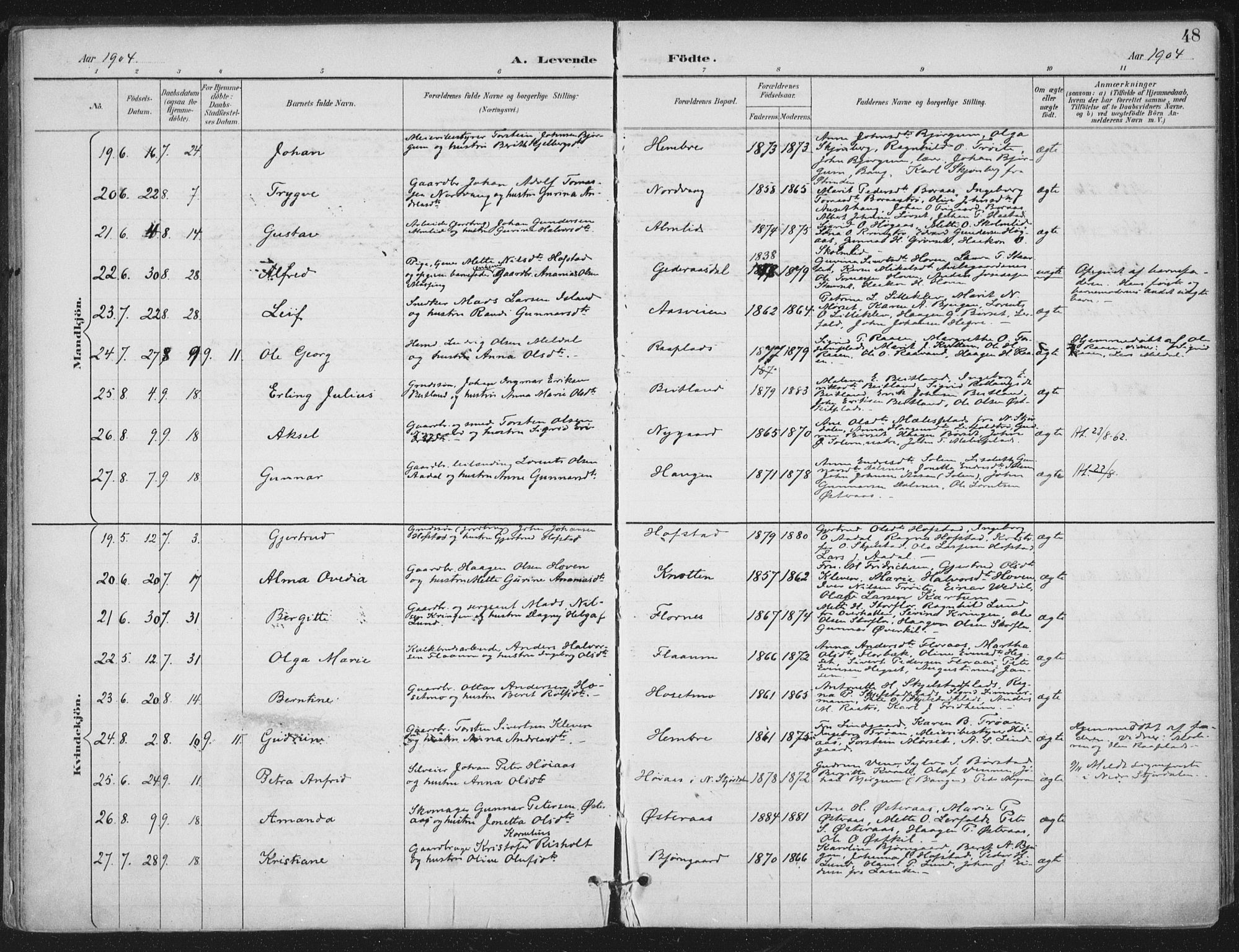 Ministerialprotokoller, klokkerbøker og fødselsregistre - Nord-Trøndelag, AV/SAT-A-1458/703/L0031: Parish register (official) no. 703A04, 1893-1914, p. 48