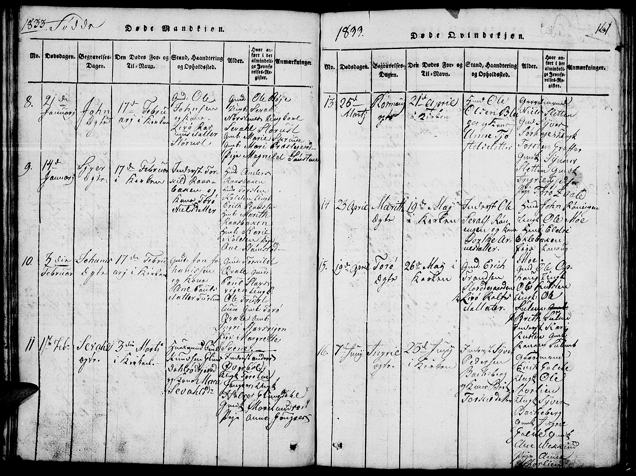 Lom prestekontor, SAH/PREST-070/L/L0001: Parish register (copy) no. 1, 1815-1836, p. 161