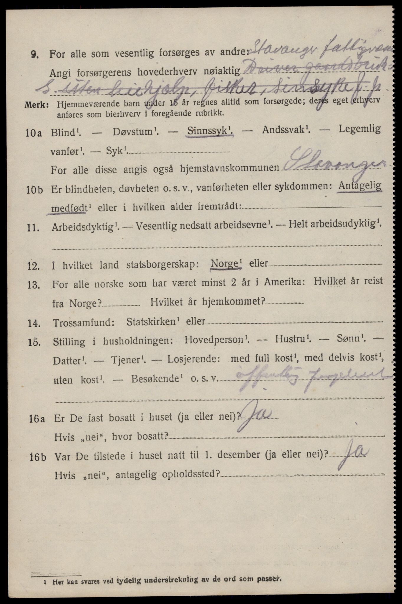 SAST, 1920 census for Varhaug, 1920, p. 3598