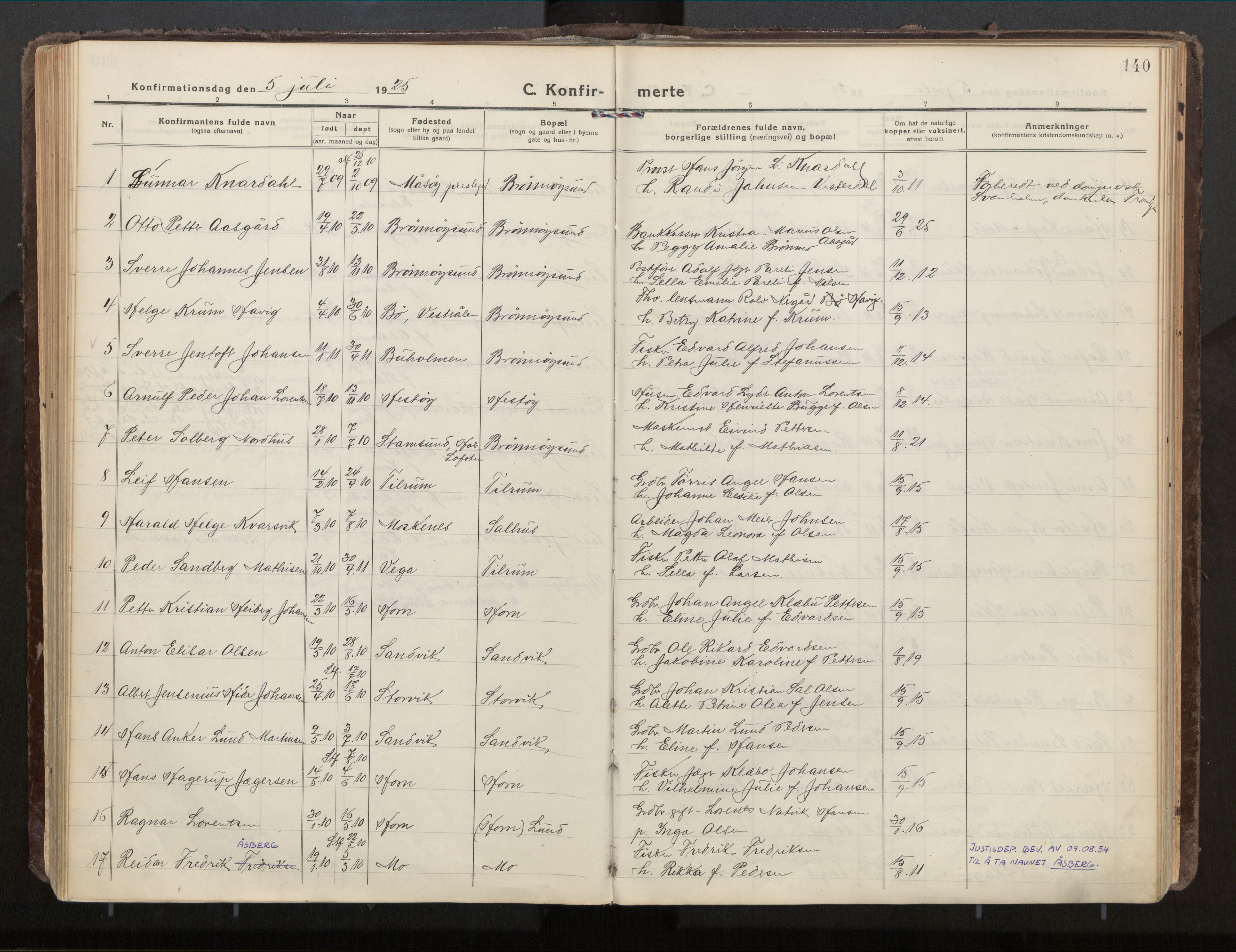 Ministerialprotokoller, klokkerbøker og fødselsregistre - Nordland, SAT/A-1459/813/L0207a: Parish register (official) no. 813A18, 1919-1927, p. 140