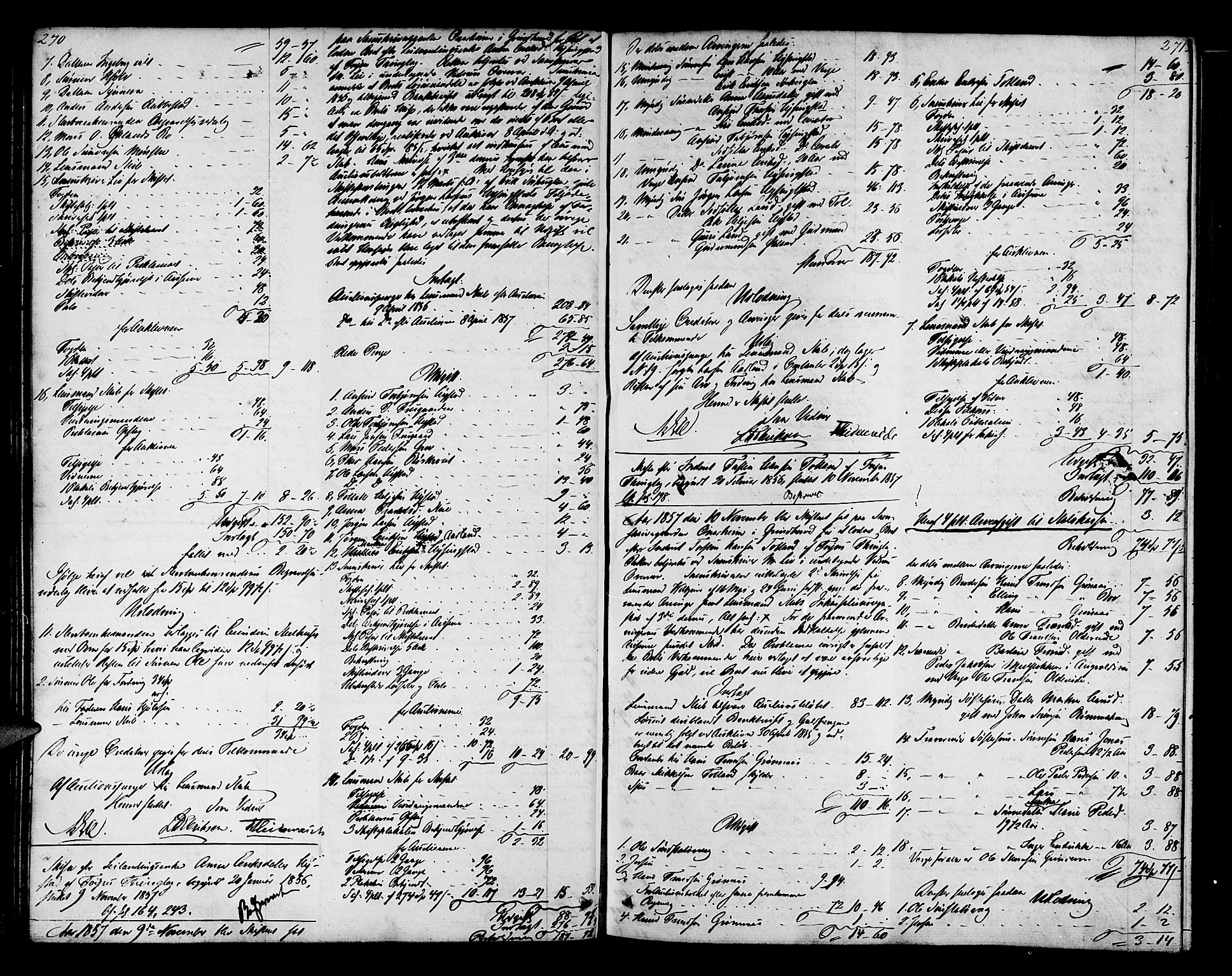 Sunnhordland sorenskrivar, AV/SAB-A-2401/1/H/Ha/Had/L0007: Skifteprotokollar. Føyen, Fjære og Våg. Register i protokoll., 1853-1864, p. 270-271