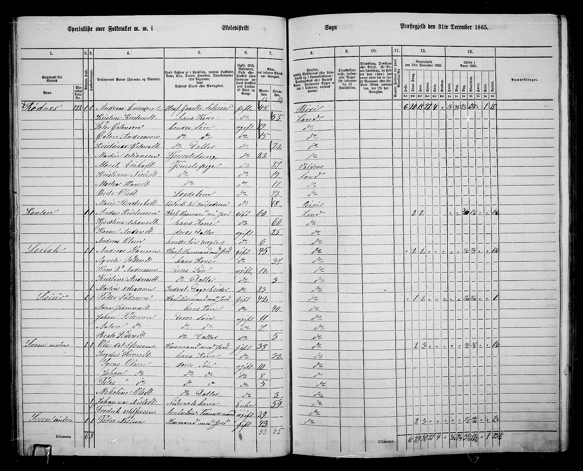 RA, 1865 census for Land, 1865, p. 271