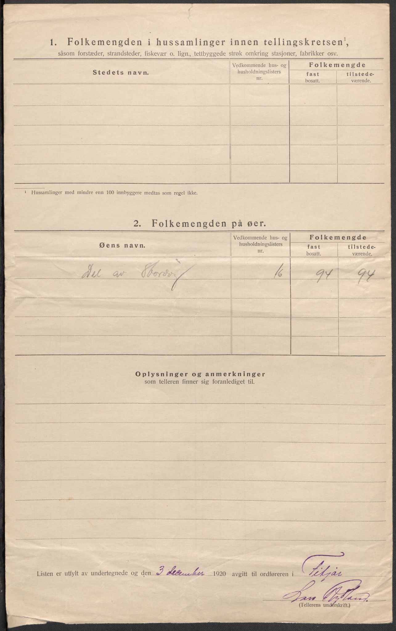 SAB, 1920 census for Fitjar, 1920, p. 37