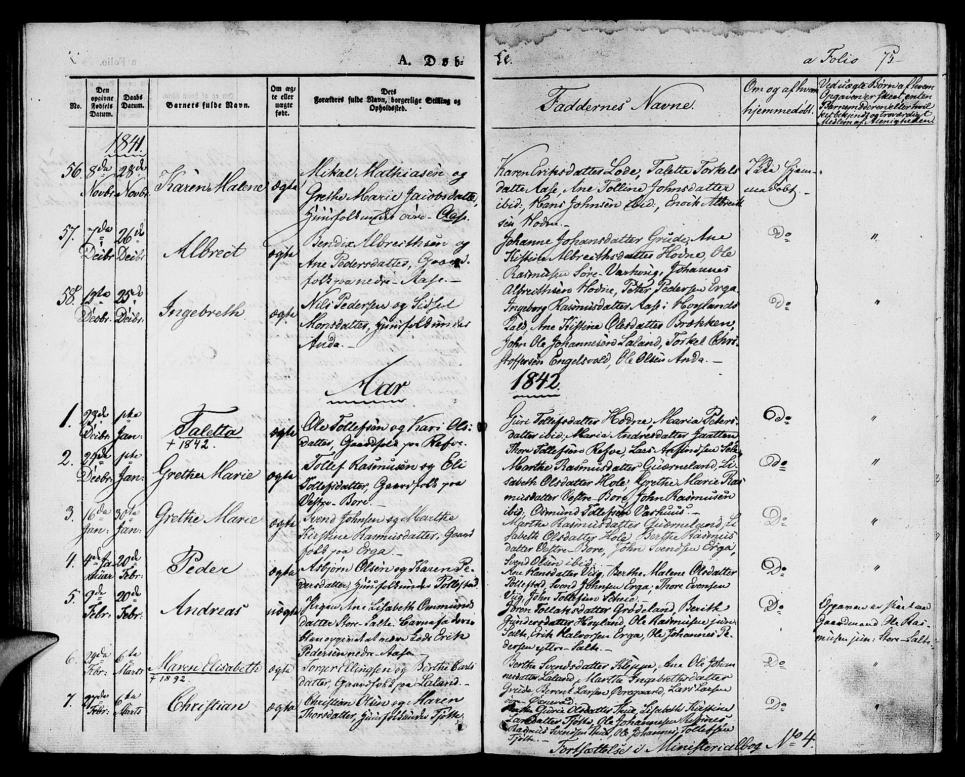 Klepp sokneprestkontor, SAST/A-101803/001/3/30BA/L0003: Parish register (official) no. A 3, 1833-1842, p. 75