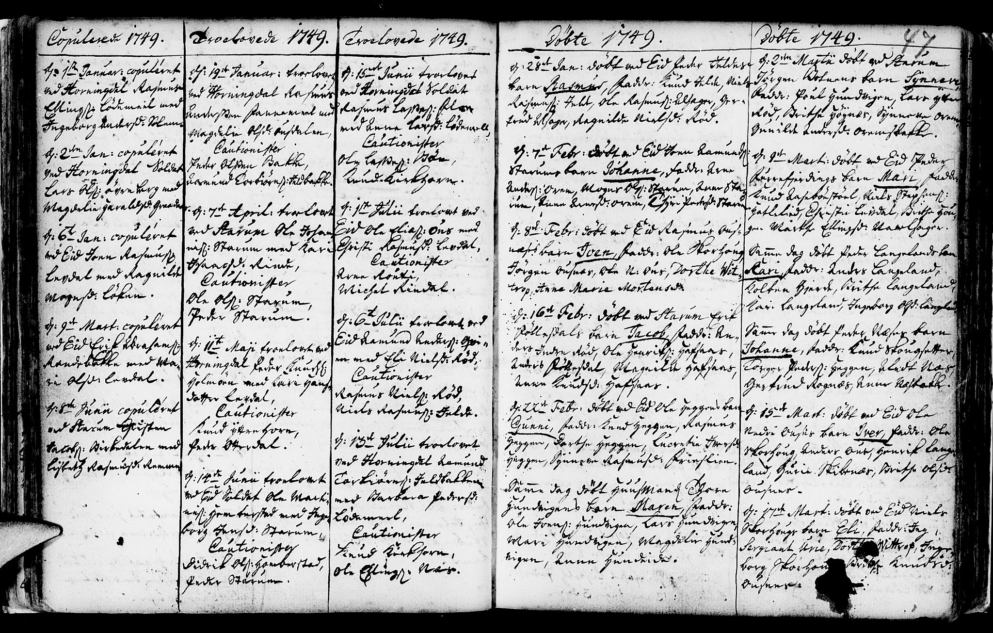 Eid sokneprestembete, AV/SAB-A-82301/H/Haa/Haaa/L0002: Parish register (official) no. A 2, 1741-1769, p. 47