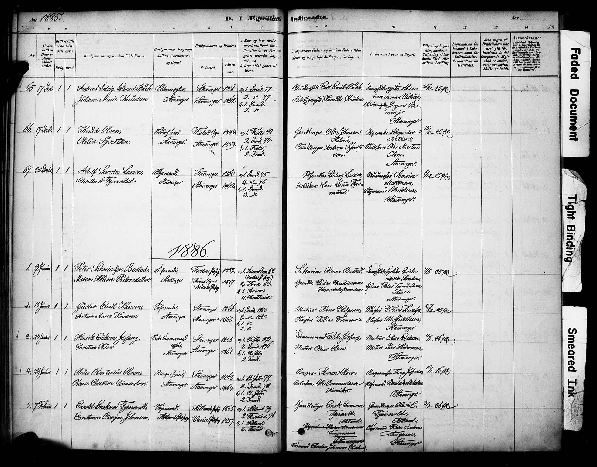 Domkirken sokneprestkontor, SAST/A-101812/001/30/30BA/L0029: Parish register (official) no. A 28, 1878-1904, p. 58