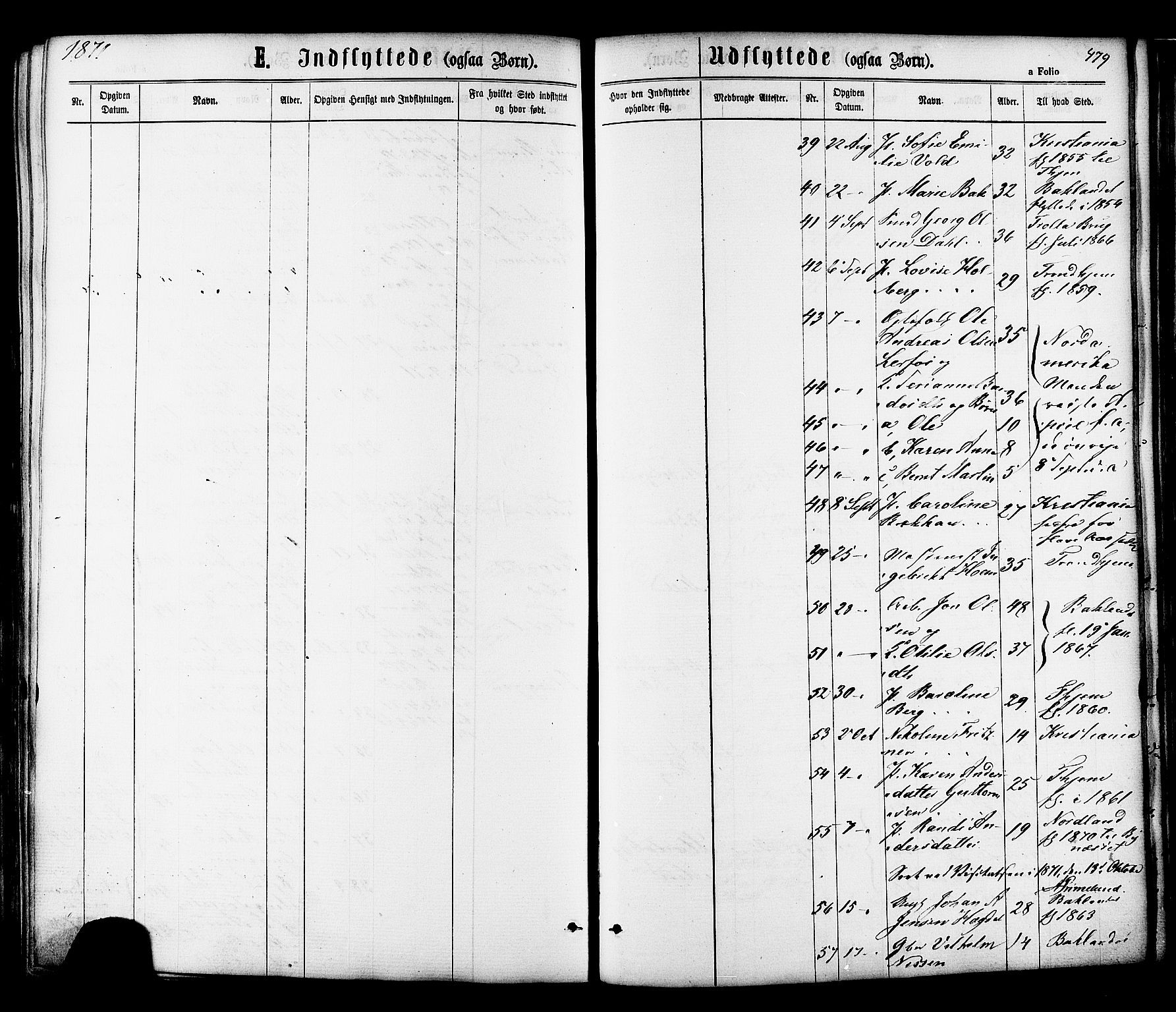 Ministerialprotokoller, klokkerbøker og fødselsregistre - Sør-Trøndelag, SAT/A-1456/606/L0293: Parish register (official) no. 606A08, 1866-1877, p. 479