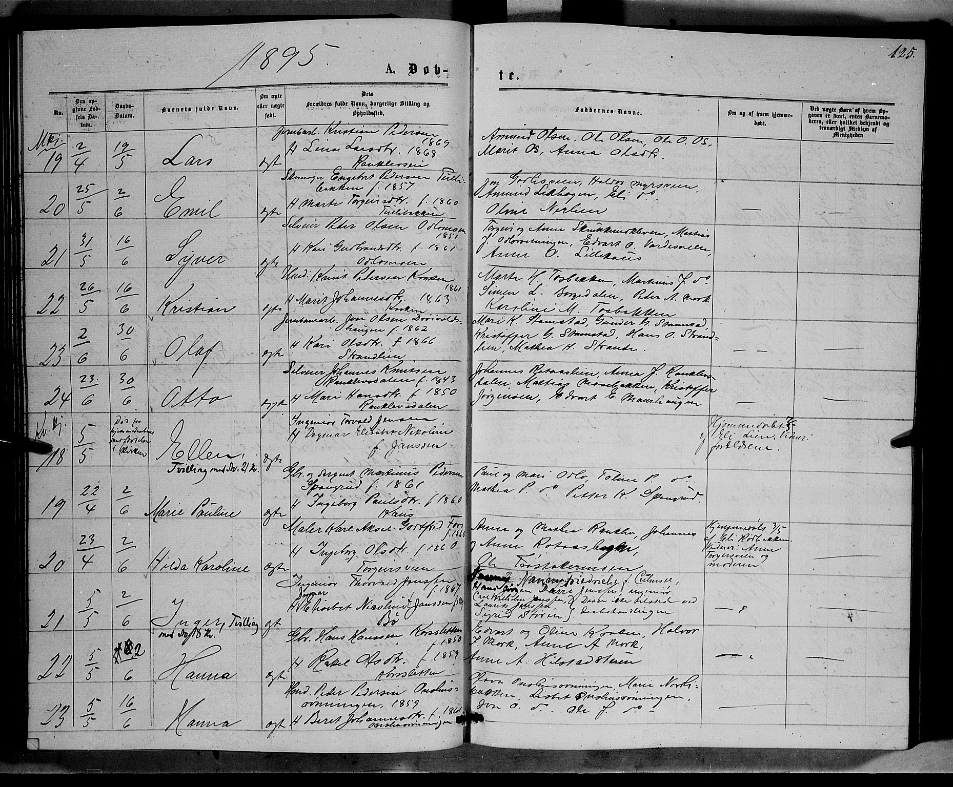 Ringebu prestekontor, AV/SAH-PREST-082/H/Ha/Hab/L0006: Parish register (copy) no. 6, 1880-1898, p. 125