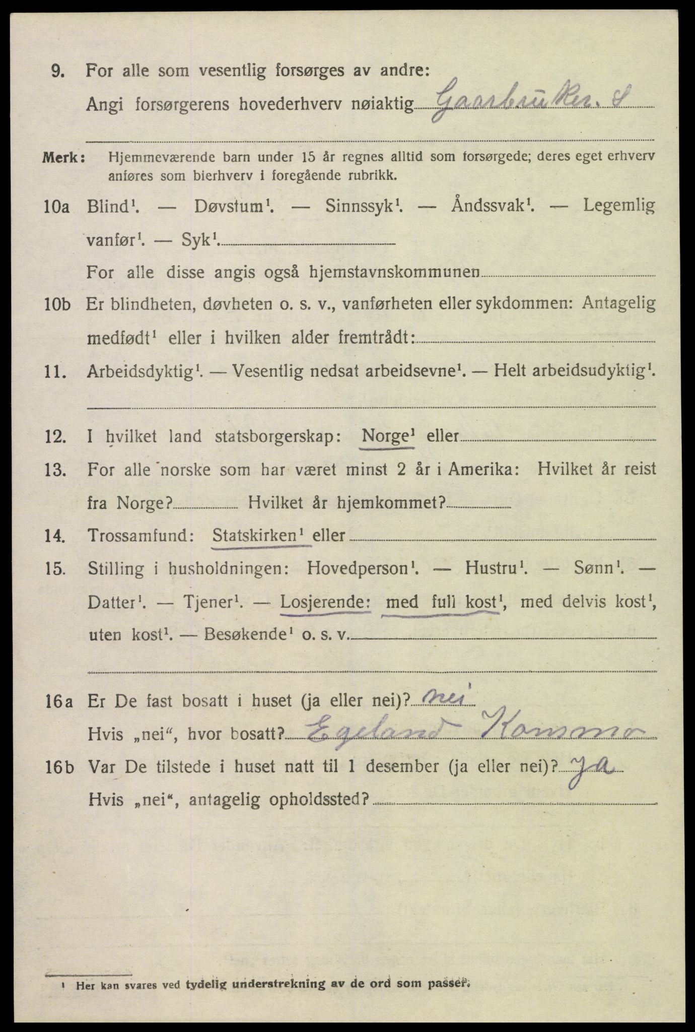 SAK, 1920 census for Vigmostad, 1920, p. 1898