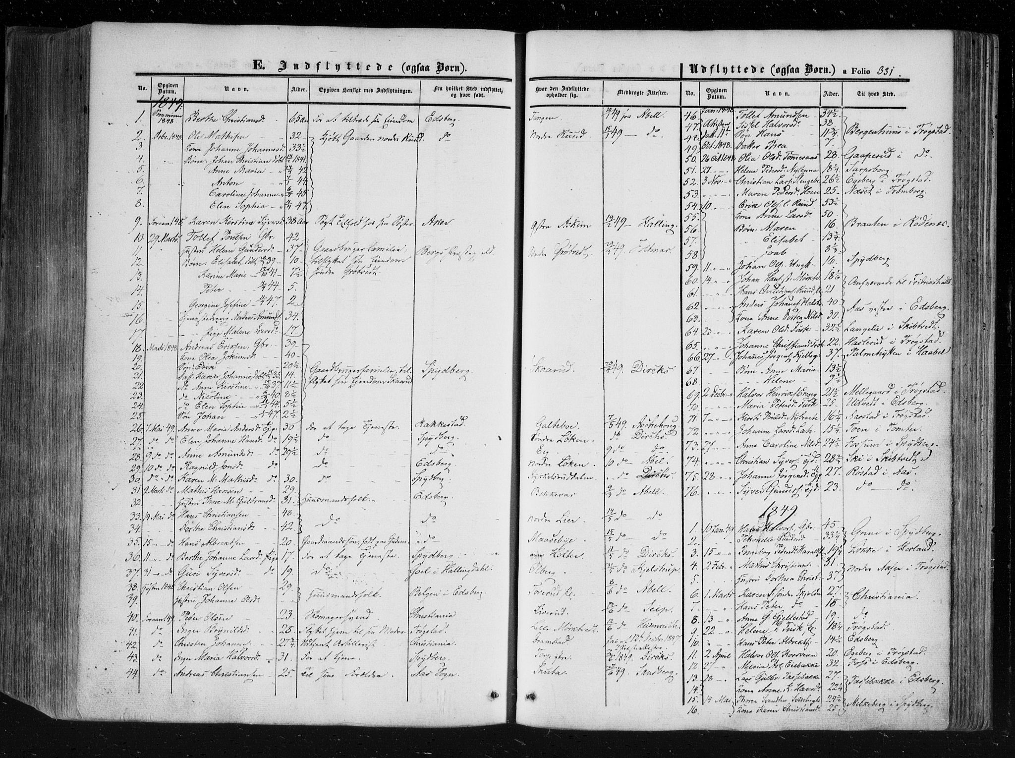 Askim prestekontor Kirkebøker, SAO/A-10900/F/Fa/L0005: Parish register (official) no. 5, 1847-1879, p. 331