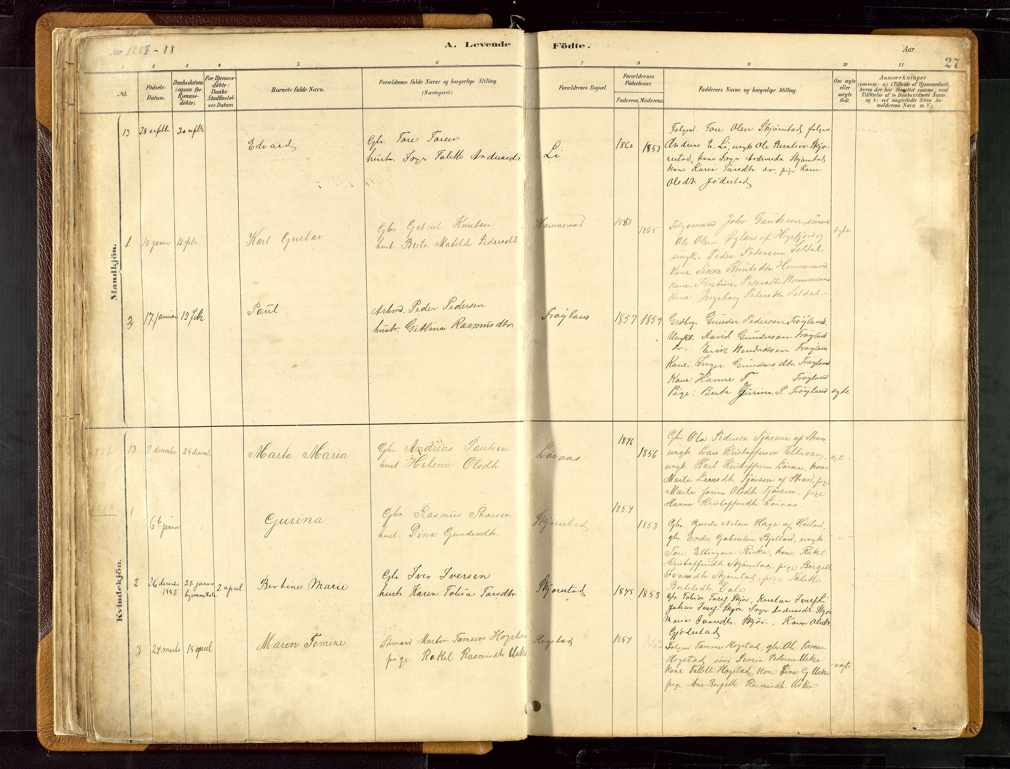 Hetland sokneprestkontor, SAST/A-101826/30/30BB/L0007: Parish register (copy) no. B 7, 1878-1910, p. 27