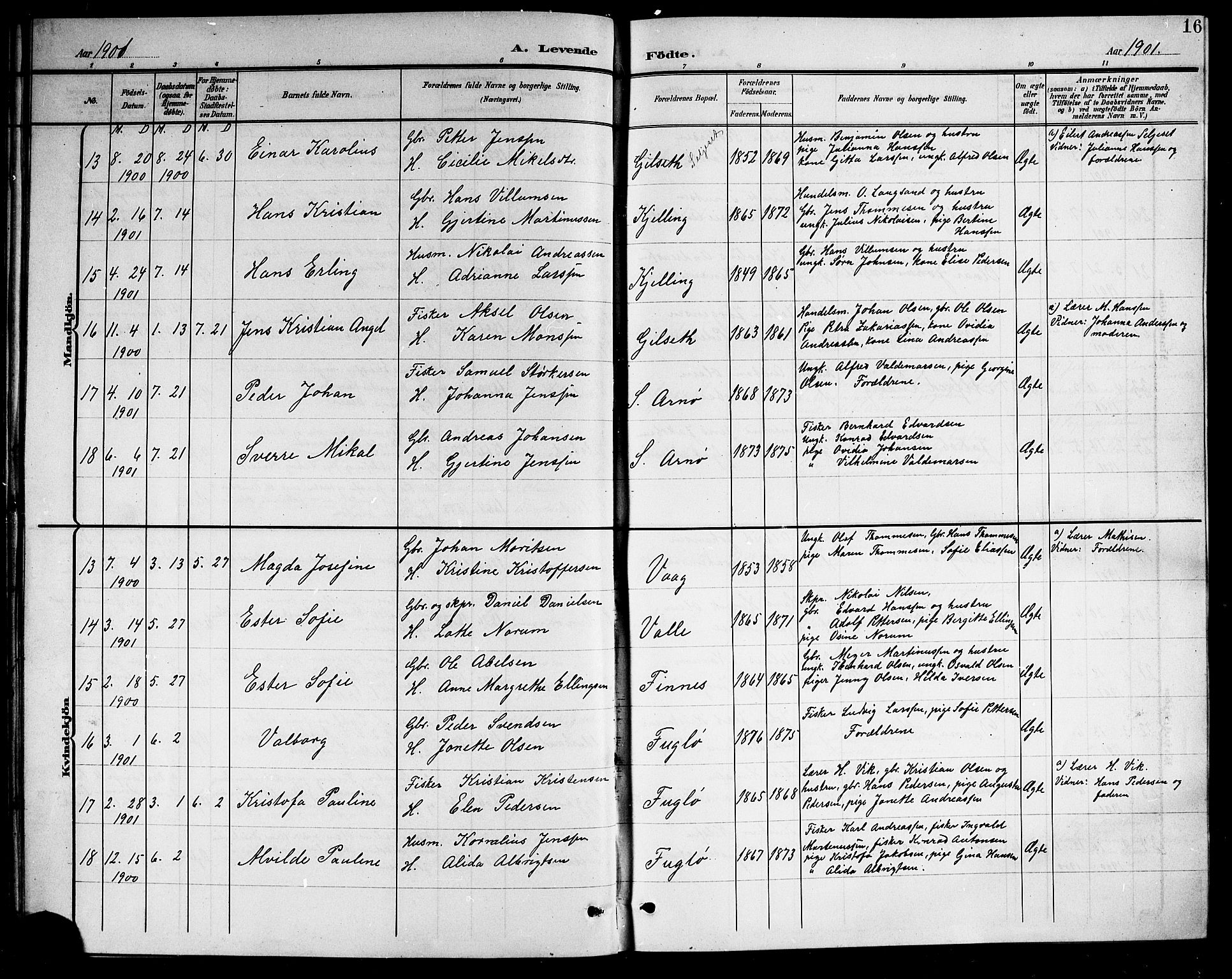 Ministerialprotokoller, klokkerbøker og fødselsregistre - Nordland, AV/SAT-A-1459/805/L0109: Parish register (copy) no. 805C05, 1900-1911, p. 16