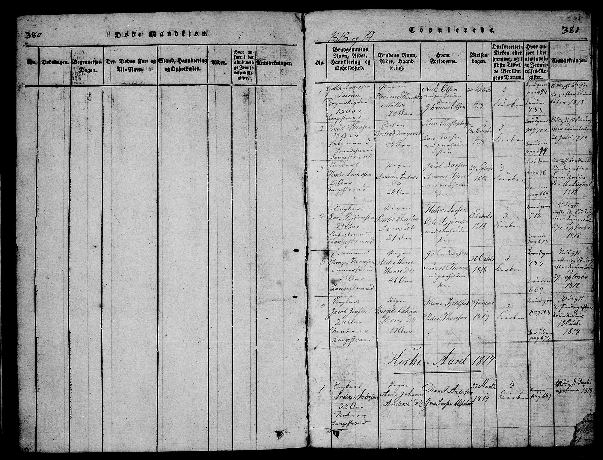 Larvik kirkebøker, SAKO/A-352/G/Gb/L0001: Parish register (copy) no. II 1, 1818-1843, p. 380-381