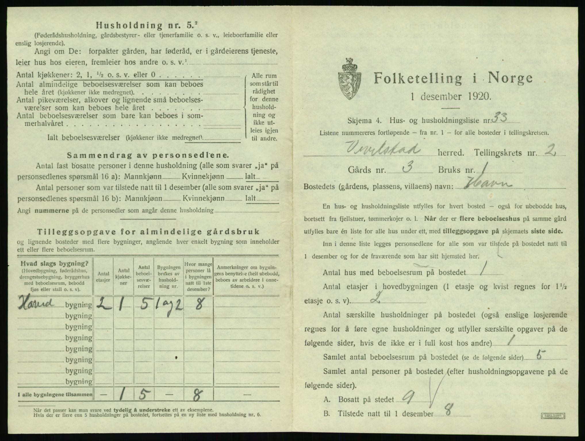 SAT, 1920 census for Vevelstad, 1920, p. 242