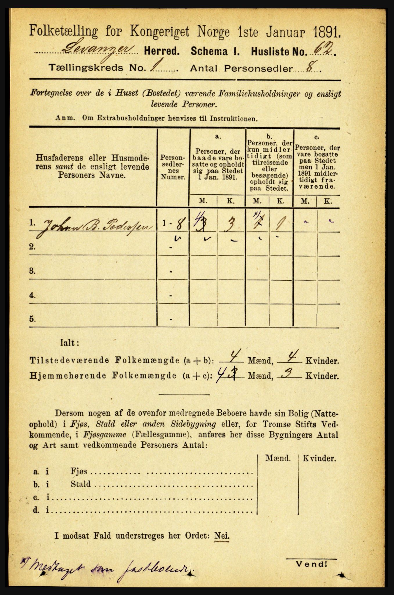 RA, 1891 census for 1720 Levanger, 1891, p. 83
