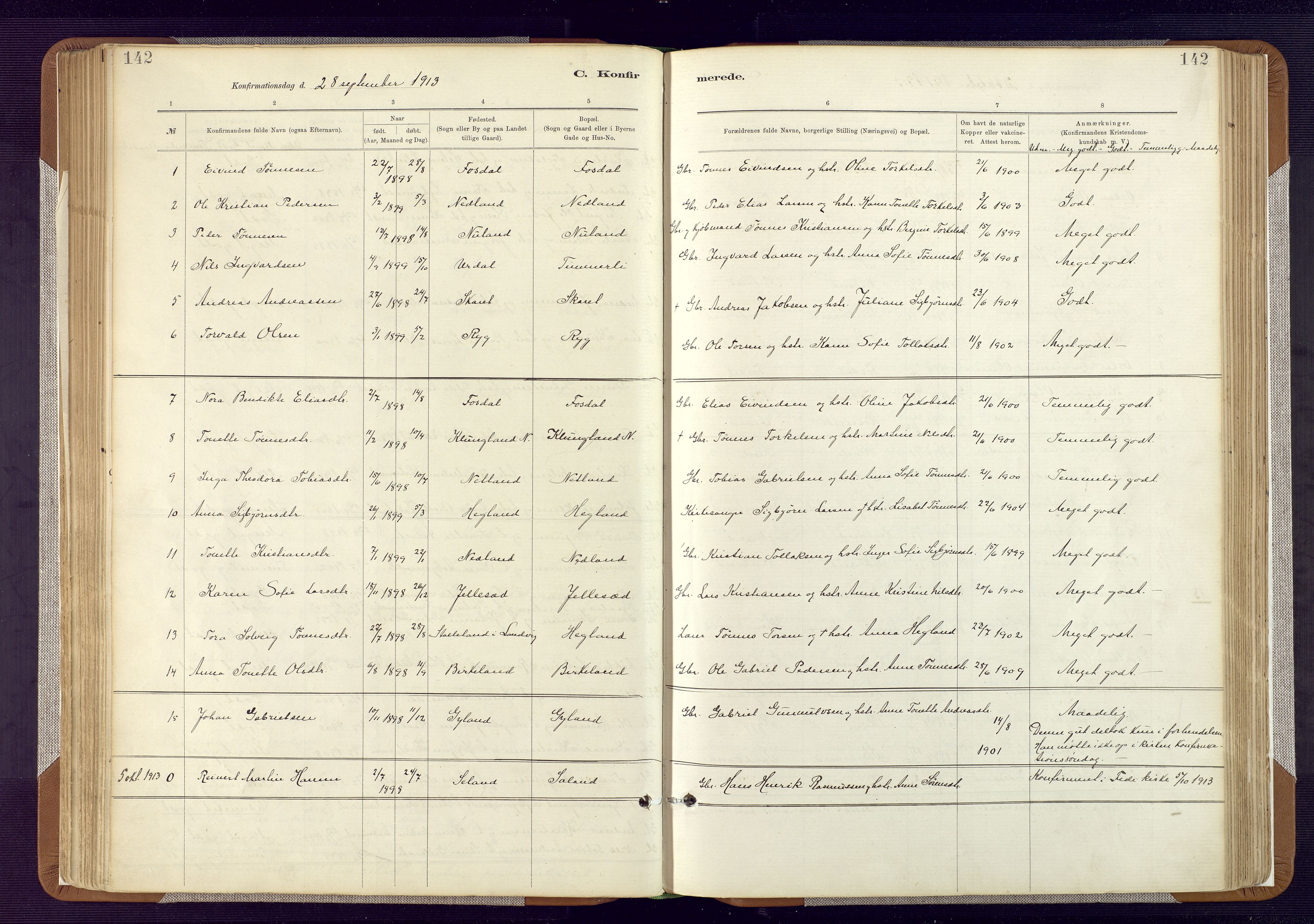 Bakke sokneprestkontor, SAK/1111-0002/F/Fa/Fab/L0003: Parish register (official) no. A 3, 1884-1921, p. 142