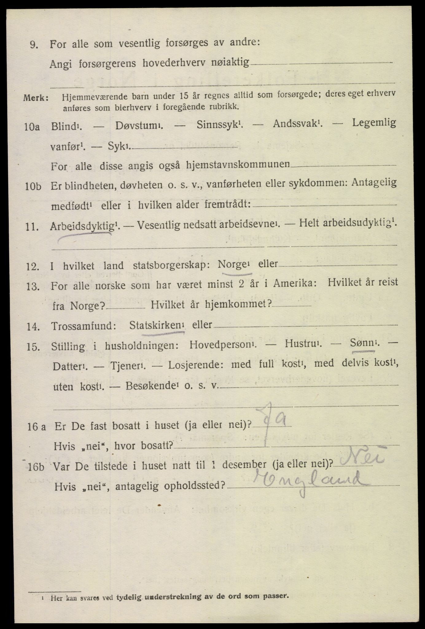 SAK, 1920 census for Øyestad, 1920, p. 8911