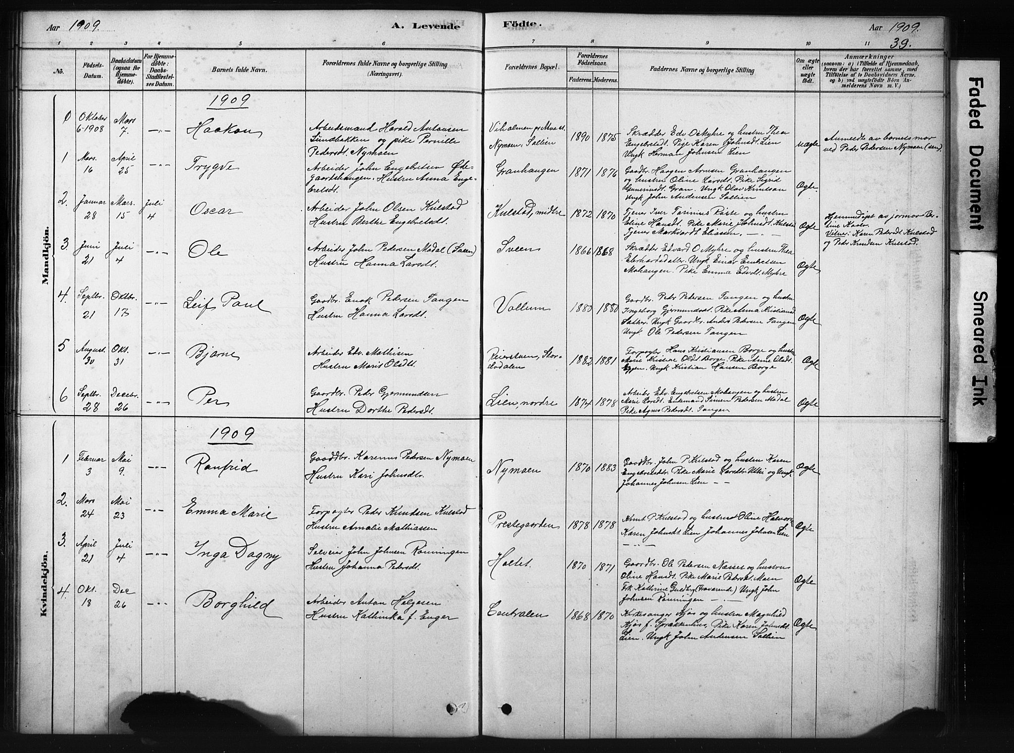 Sollia prestekontor, AV/SAH-PREST-050/H/Ha/Hab/L0002: Parish register (copy) no. 2, 1880-1933, p. 39