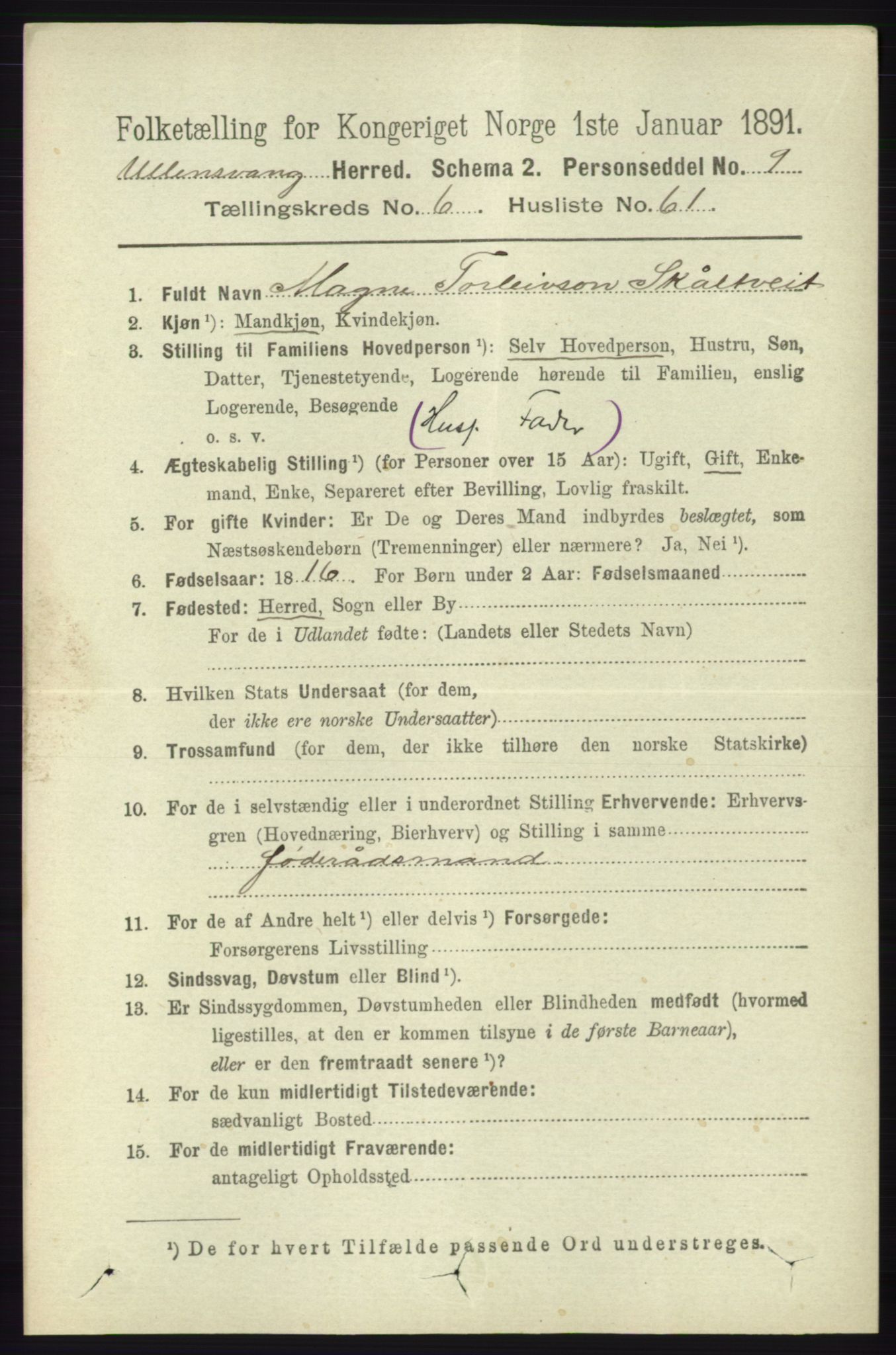 RA, 1891 census for 1230 Ullensvang, 1891, p. 2297