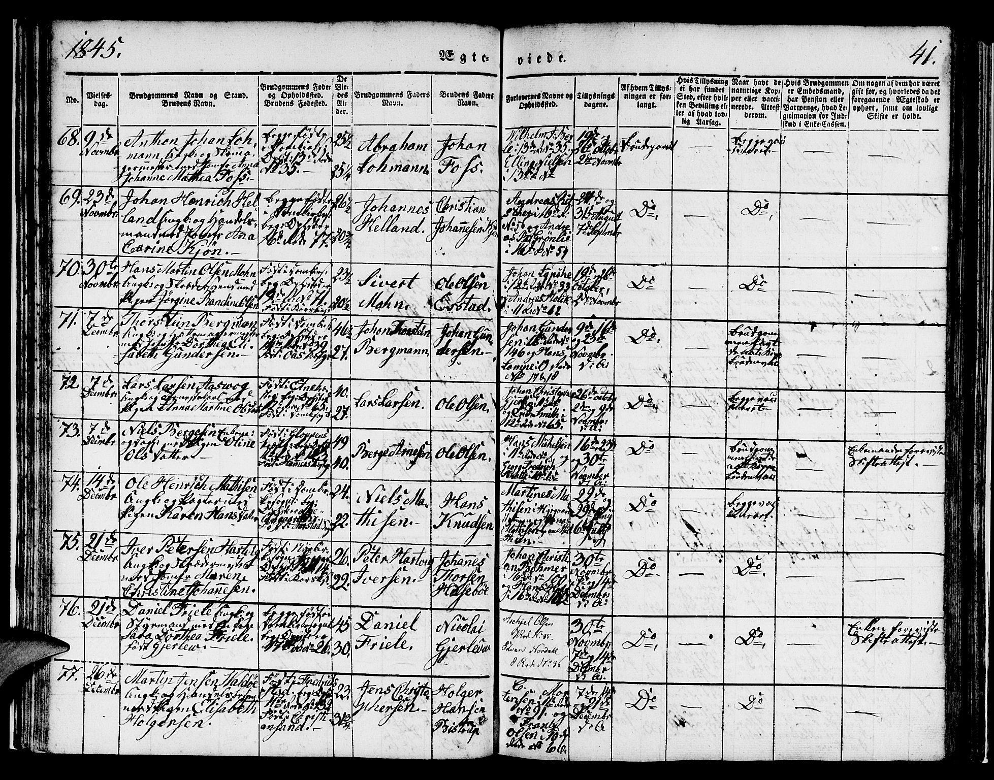 Domkirken sokneprestembete, SAB/A-74801/H/Hab/L0029: Parish register (copy) no. D 1, 1839-1857, p. 41