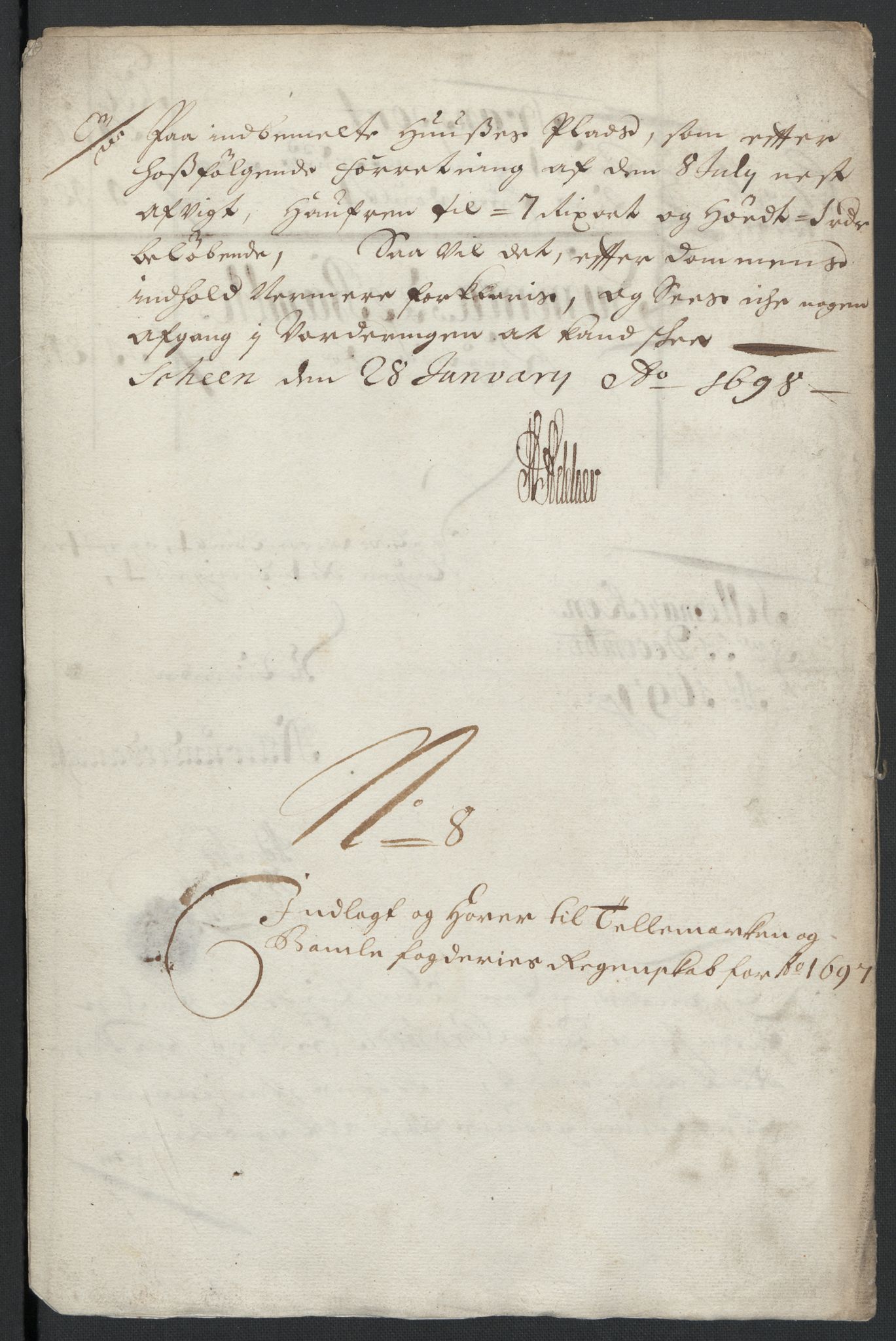 Rentekammeret inntil 1814, Reviderte regnskaper, Fogderegnskap, RA/EA-4092/R36/L2097: Fogderegnskap Øvre og Nedre Telemark og Bamble, 1697, p. 45