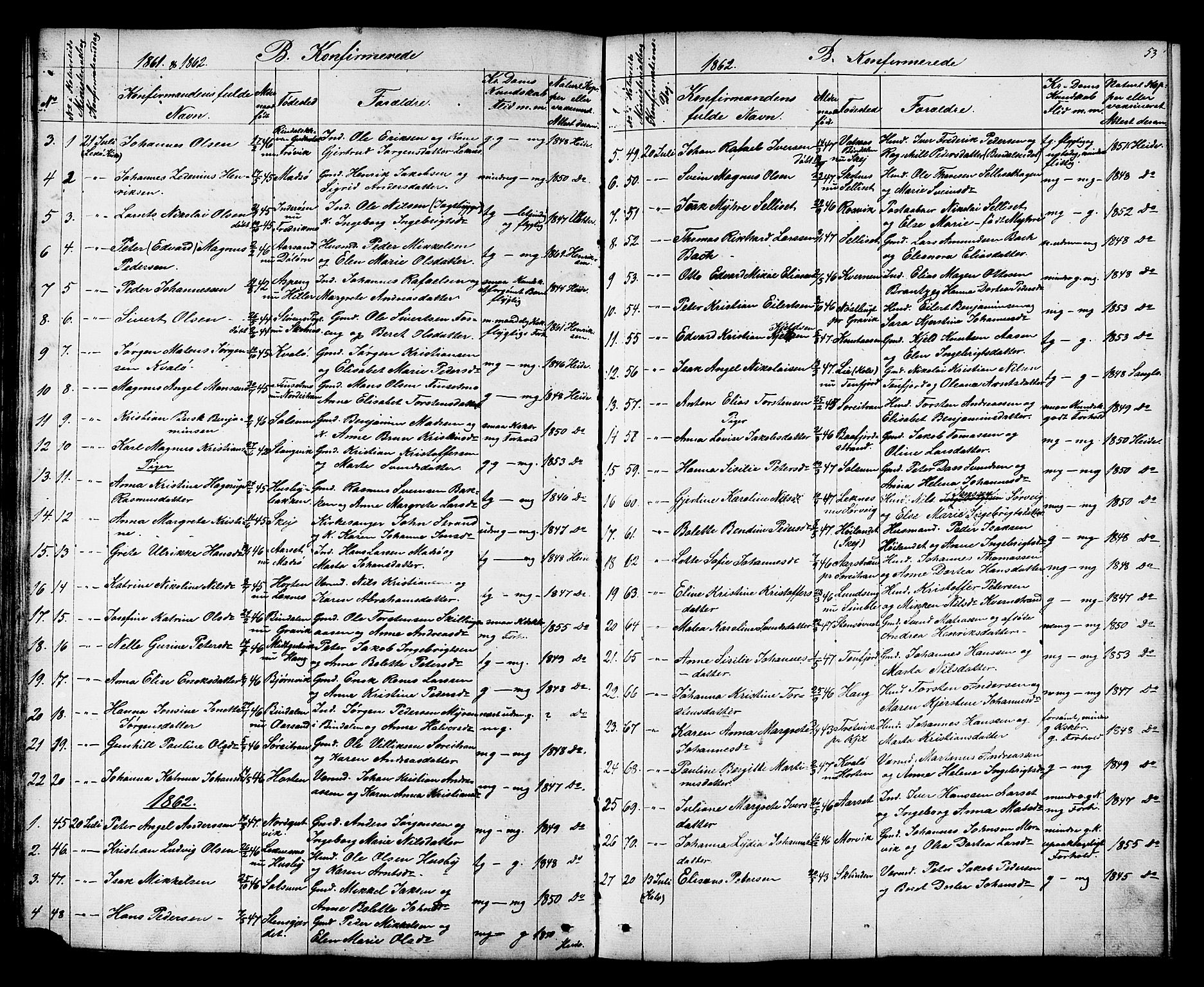 Ministerialprotokoller, klokkerbøker og fødselsregistre - Nord-Trøndelag, SAT/A-1458/788/L0695: Parish register (official) no. 788A02, 1843-1862, p. 53