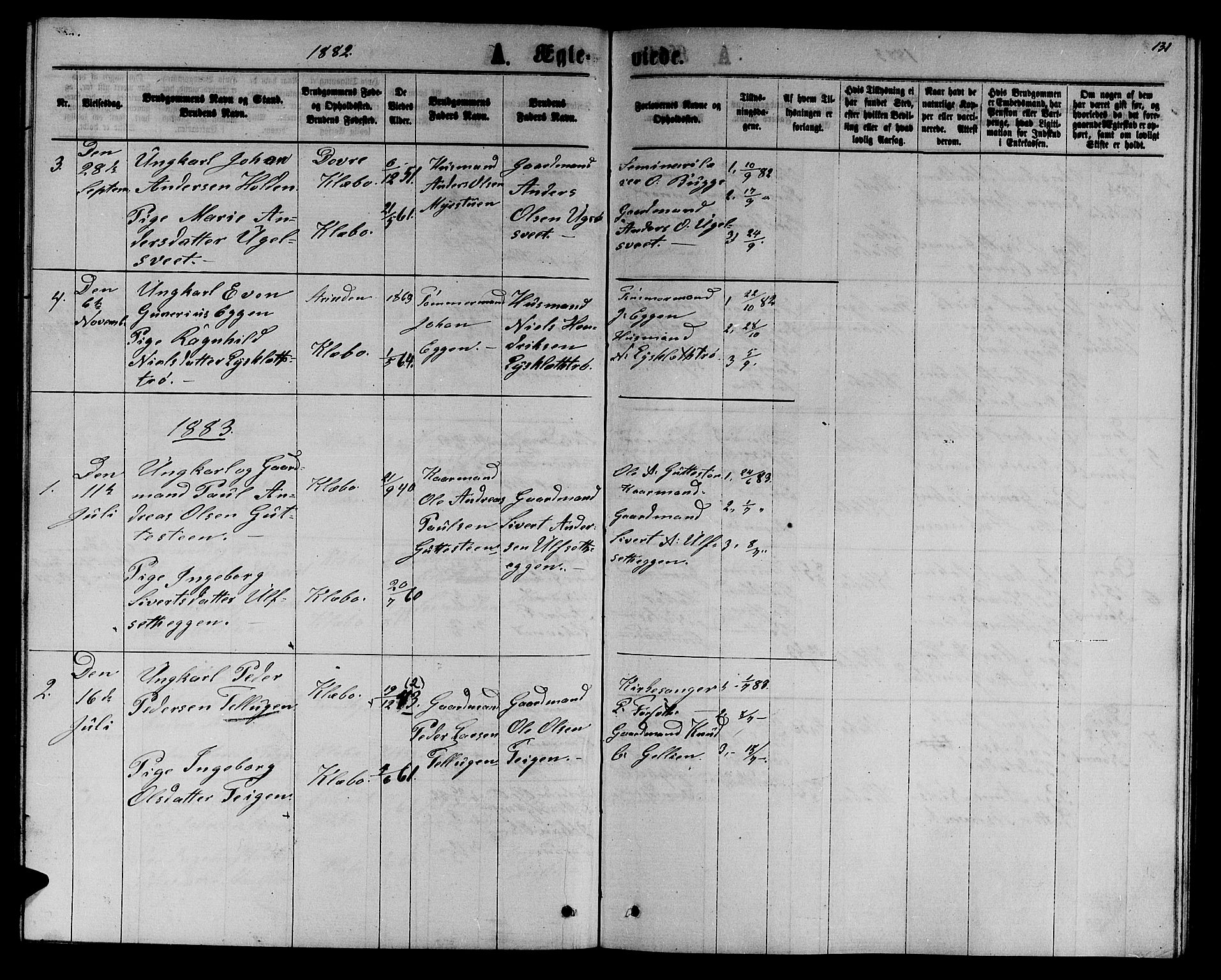 Ministerialprotokoller, klokkerbøker og fødselsregistre - Sør-Trøndelag, SAT/A-1456/618/L0451: Parish register (copy) no. 618C02, 1865-1883, p. 131