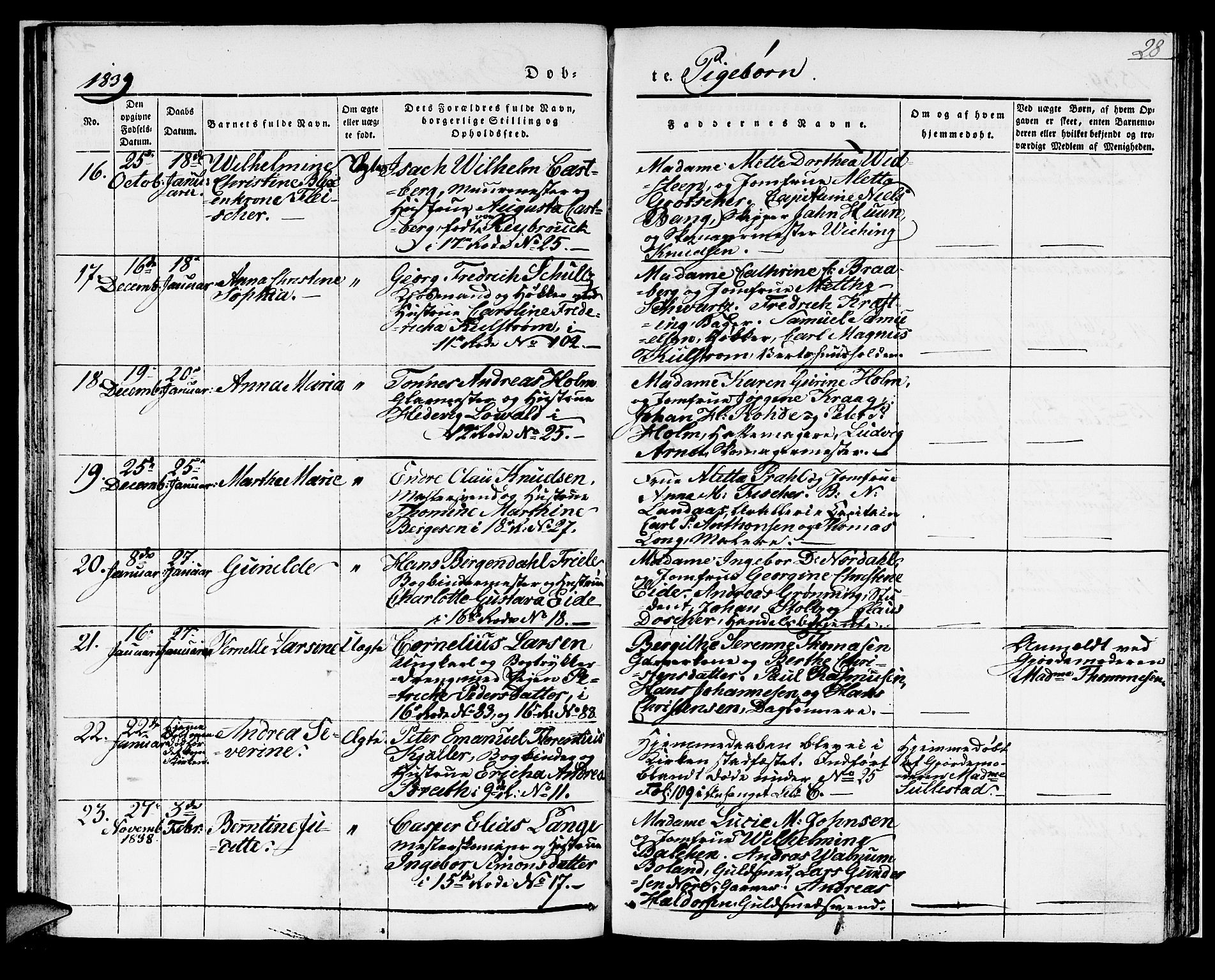 Domkirken sokneprestembete, AV/SAB-A-74801/H/Haa/L0018: Parish register (official) no. B 1, 1838-1840, p. 28