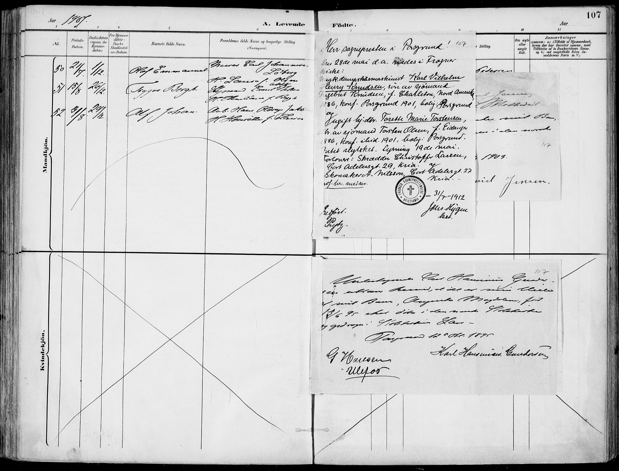Porsgrunn kirkebøker , SAKO/A-104/F/Fa/L0010: Parish register (official) no. 10, 1895-1919, p. 107