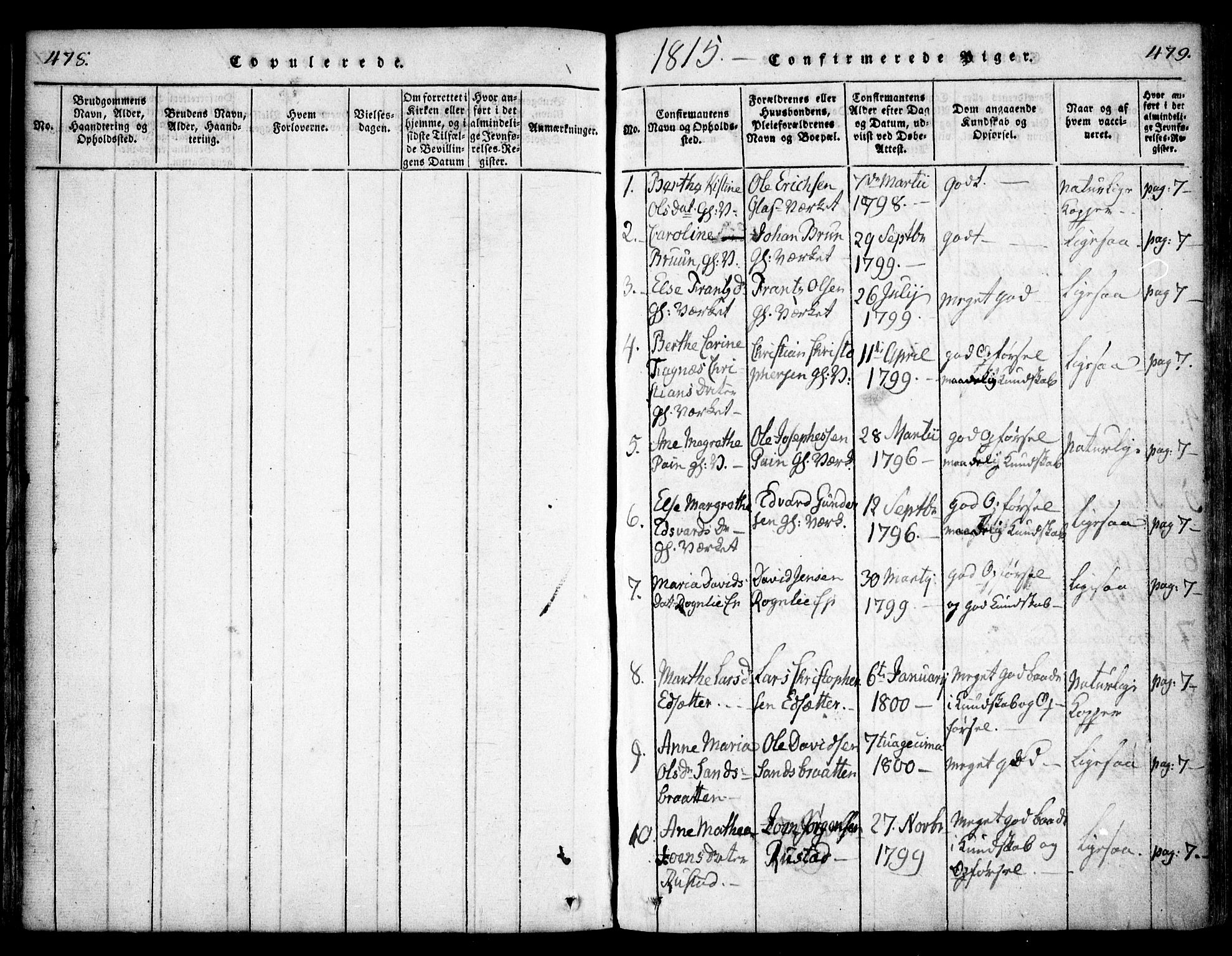 Hurdal prestekontor Kirkebøker, SAO/A-10889/F/Fa/L0003: Parish register (official) no. I 3, 1815-1828, p. 478-479
