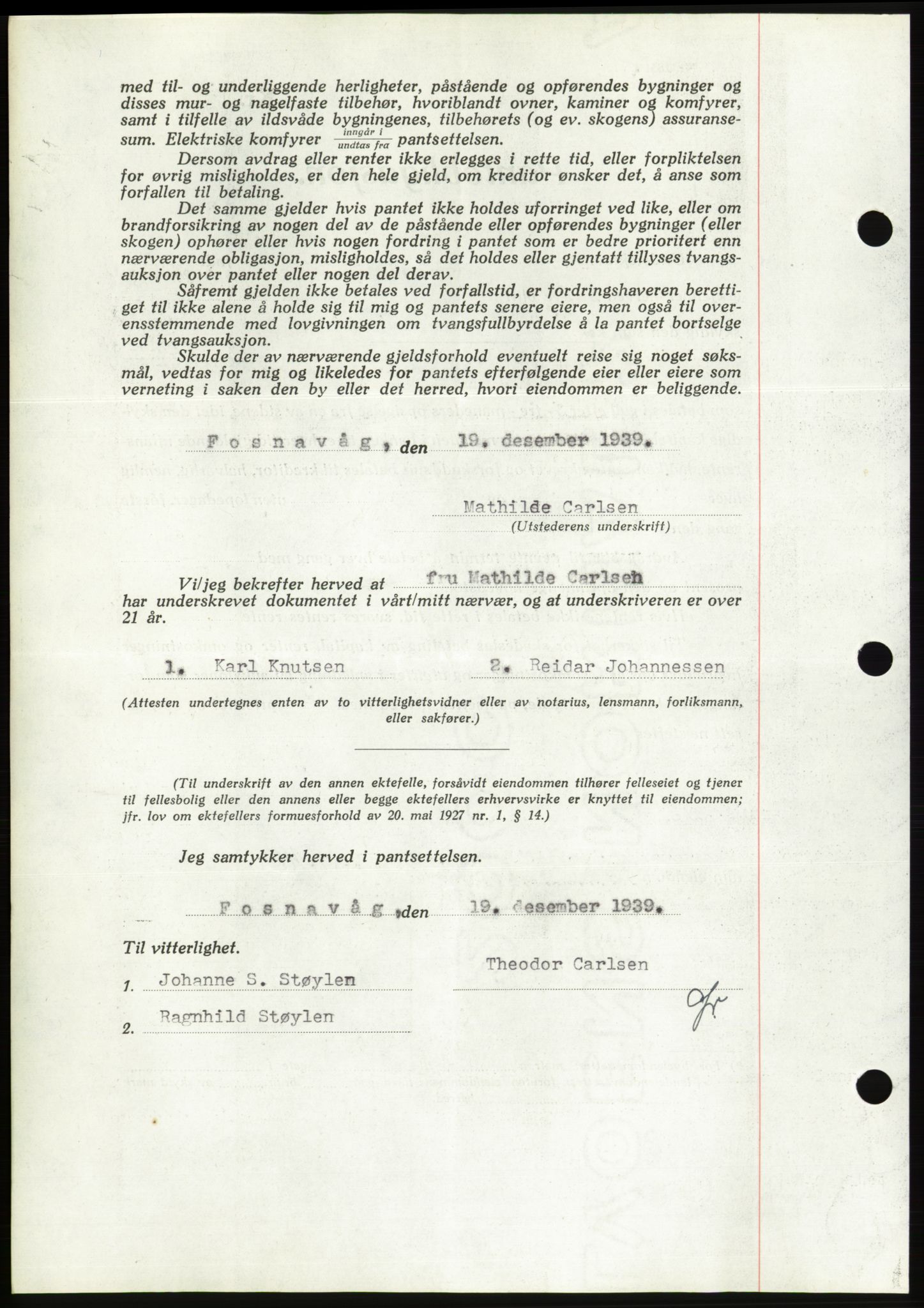 Søre Sunnmøre sorenskriveri, AV/SAT-A-4122/1/2/2C/L0069: Mortgage book no. 63, 1939-1940, Diary no: : 10/1940