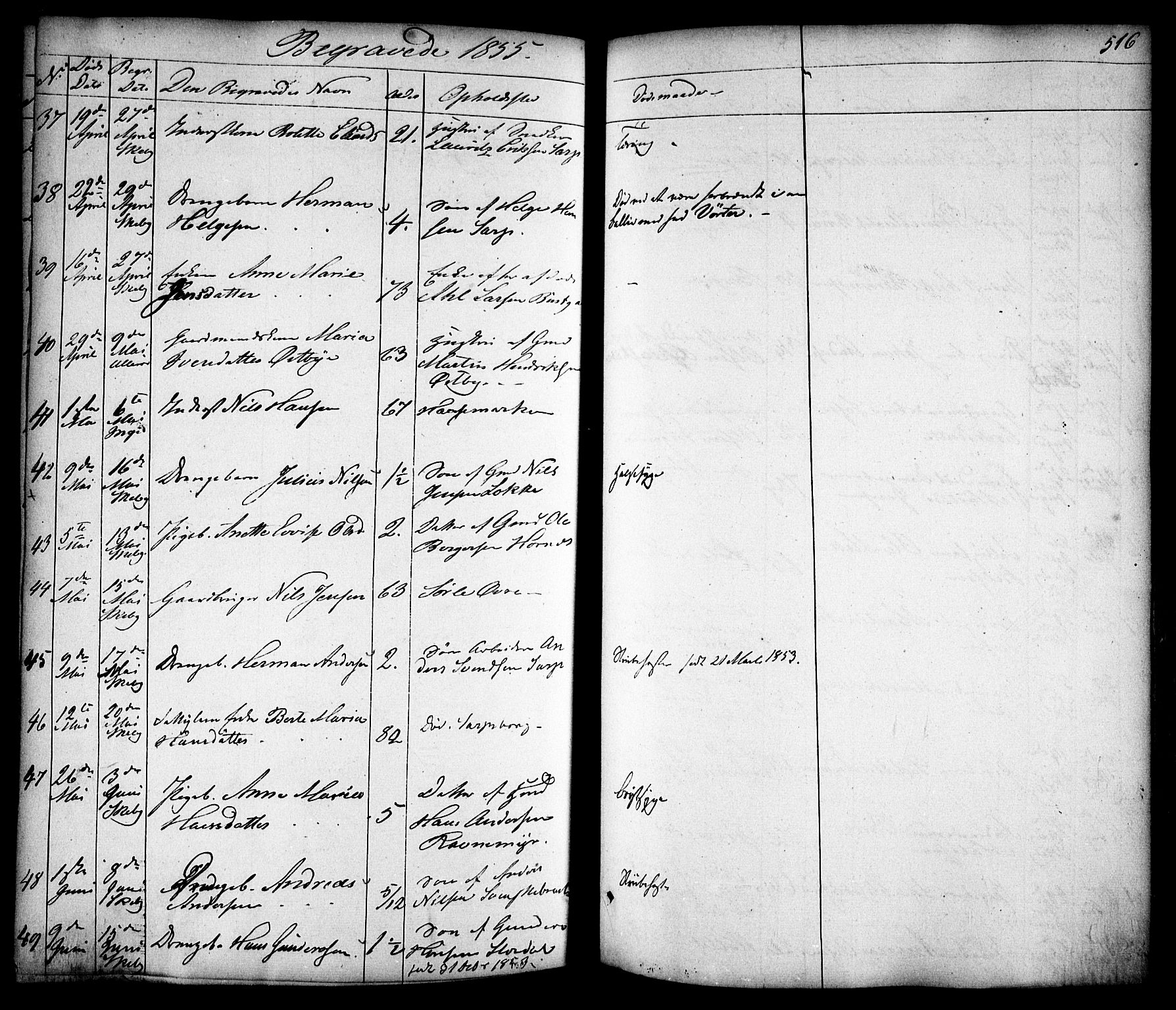 Skjeberg prestekontor Kirkebøker, AV/SAO-A-10923/F/Fa/L0006: Parish register (official) no. I 6, 1846-1858, p. 516